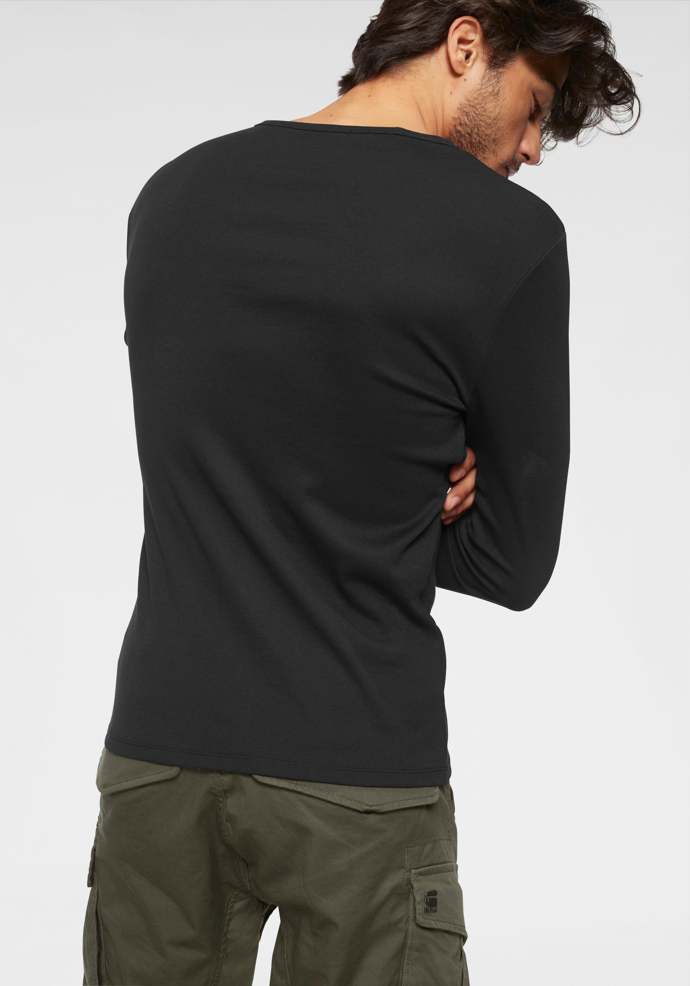 G-STAR Langarmshirt, Basic-Artikel aus blickdichter, hochwertiger Baumwollqualität