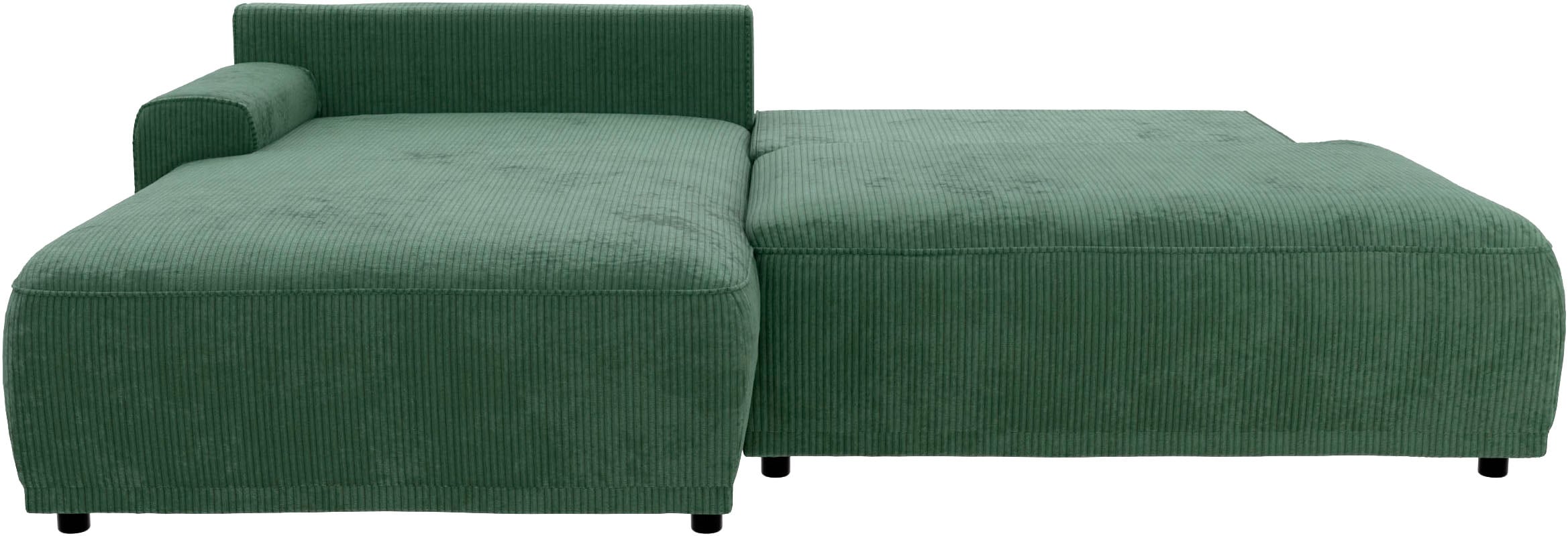 TRENDMANUFAKTUR Ecksofa »Fordon II, Schlafsofa mit Bettkasten, Couch in L-Form, Breite 250 cm«, in Cordstoff HYPER, dunkelgrün, Armlehne links