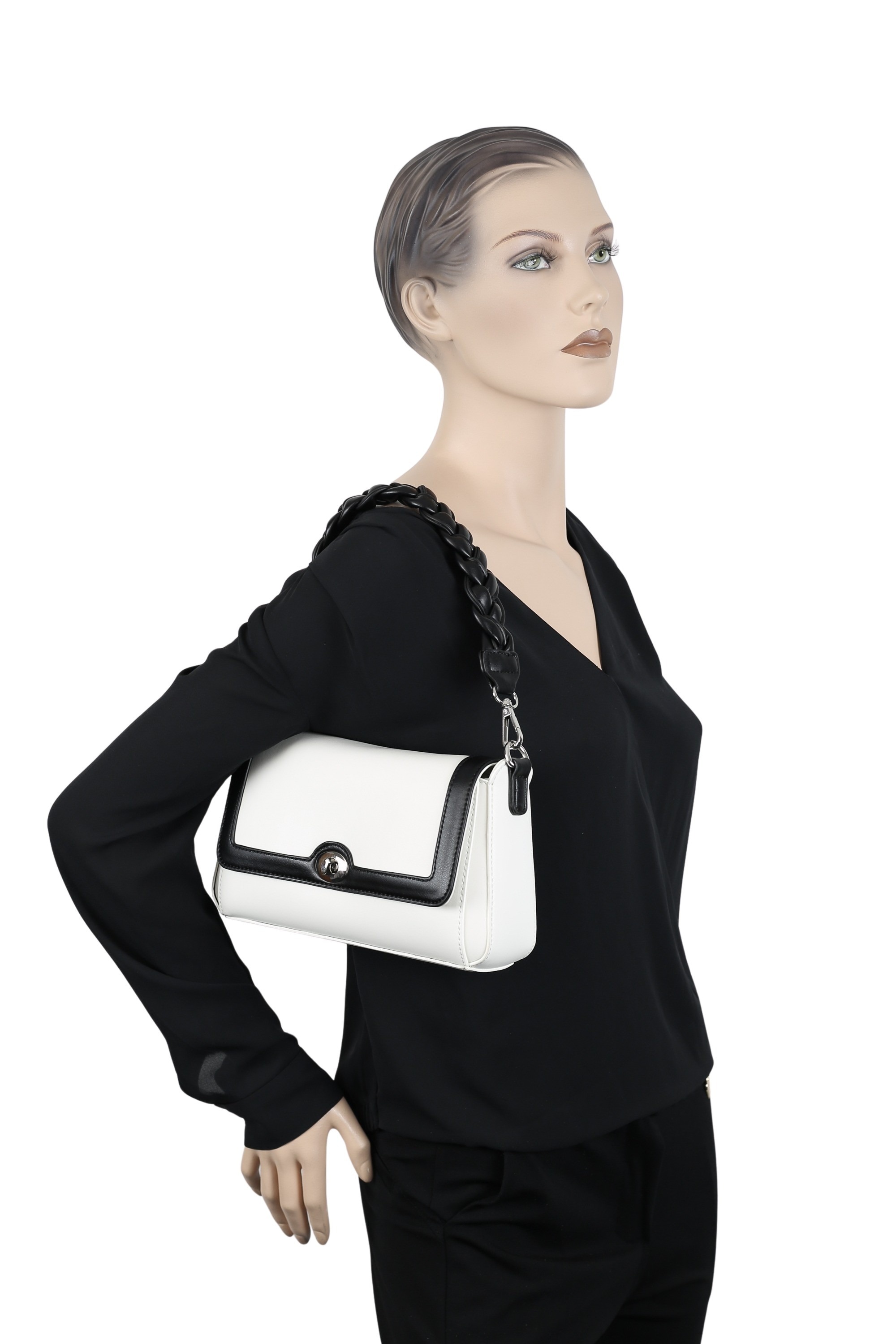 COLLEZIONE ALESSANDRO Schultertasche »Schwarz-Weiß«, mit Flechtung