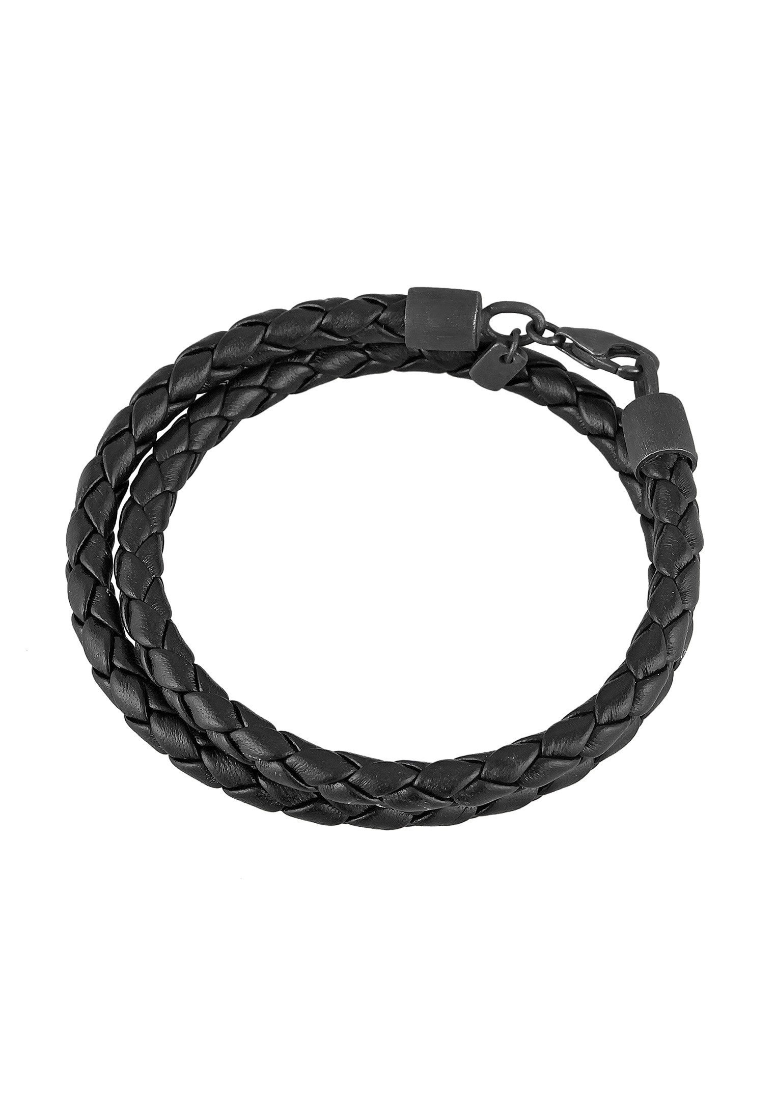 Kuzzoi Lederarmband »Armband Echtleder Geflochten Wickeldesign 925 Silber«