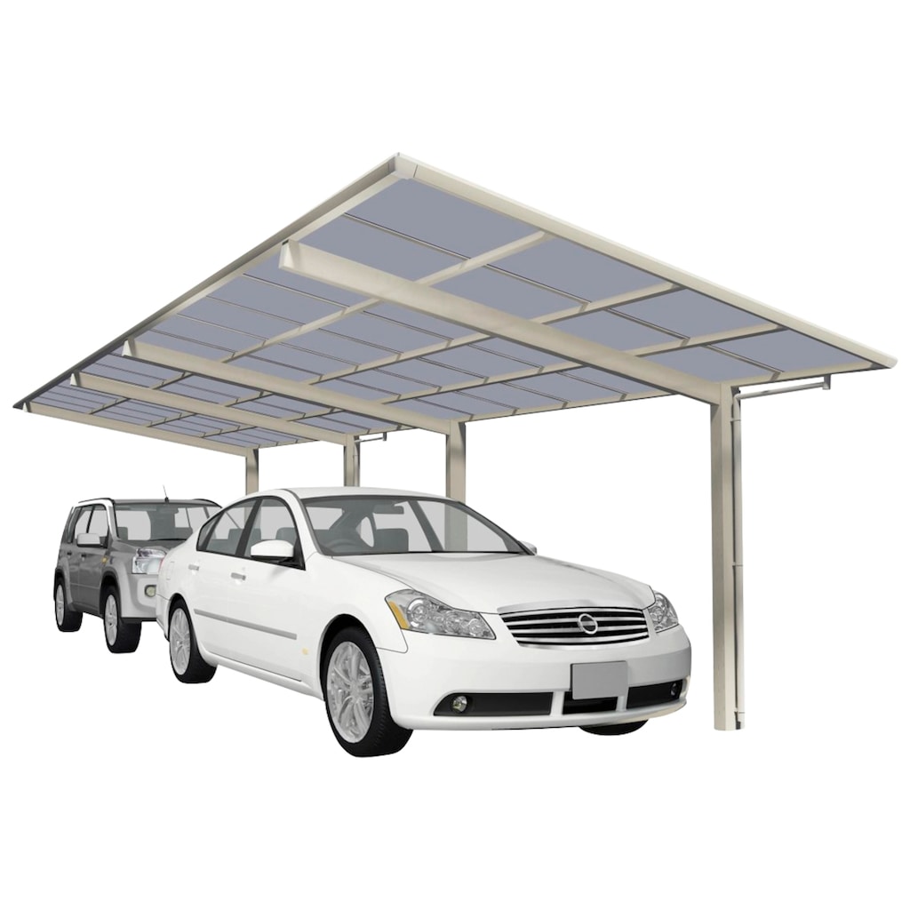 Ximax Doppelcarport »Linea Typ 80 Tandem-Edelstahl-Look«, Aluminium, 257 cm, edelstahlfarben