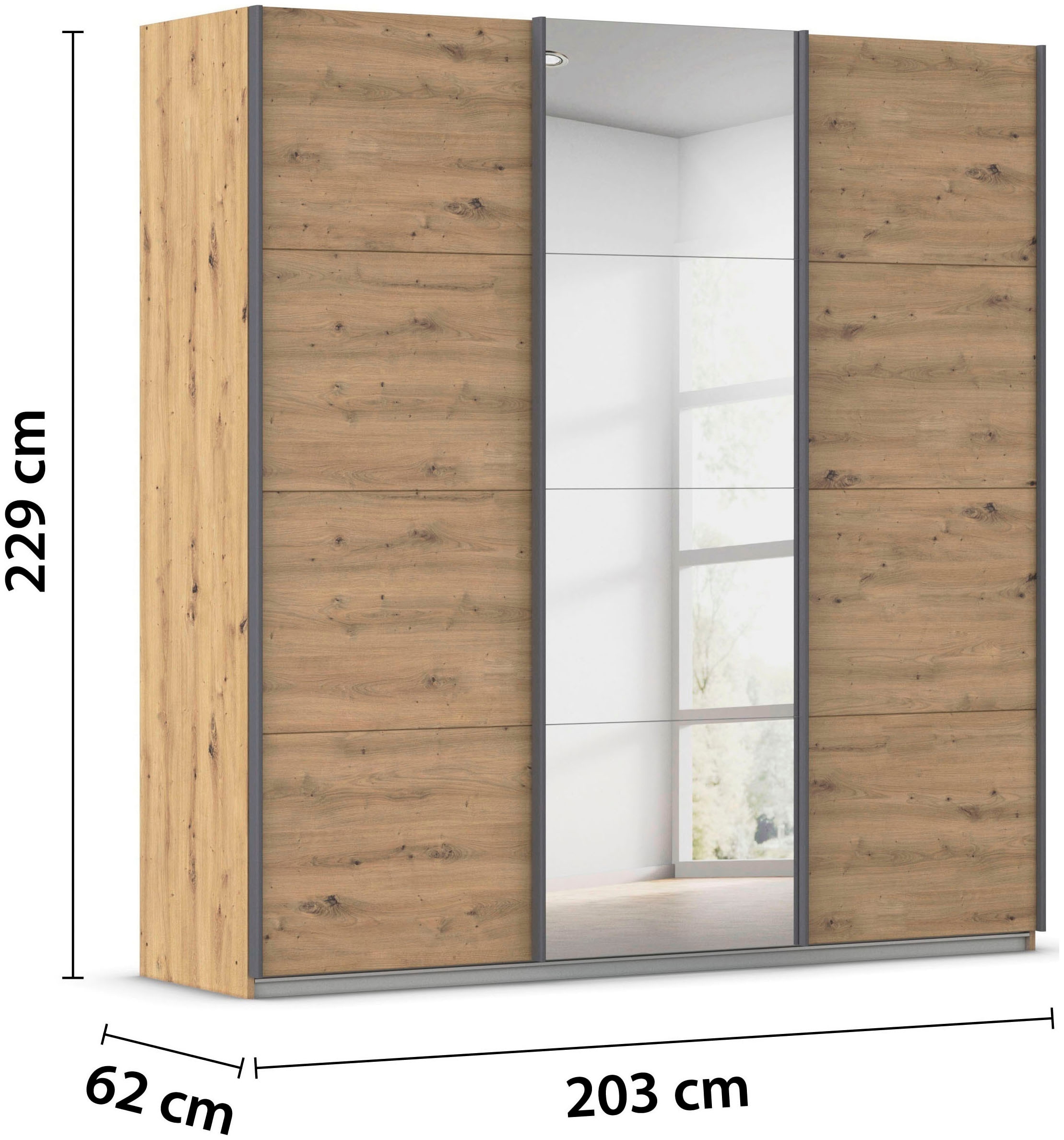 rauch Schwebetürenschrank »Kleiderschrank Schrank OTTO´S CHOICE Garderobe AGORDO«, (in zwei Griff-Farben), Top Innenausstattung, in 4 Breiten und 2 Höhen MADE IN GERMANY