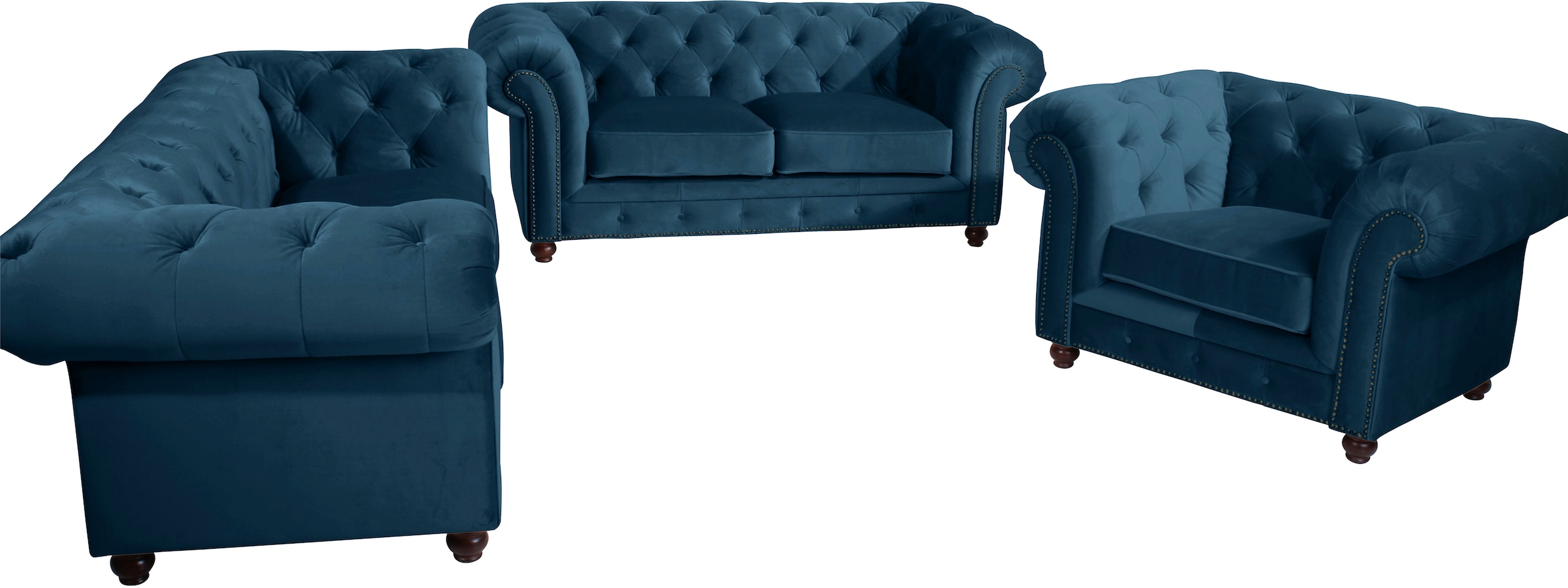 Max Winzer® Chesterfield-Sofa »Old England Sofa 2,5-Sitzer mit edler Knopfheftung, bequem und edel«, hoher Sitzkomfort im Retrolook, Breite 218 cm