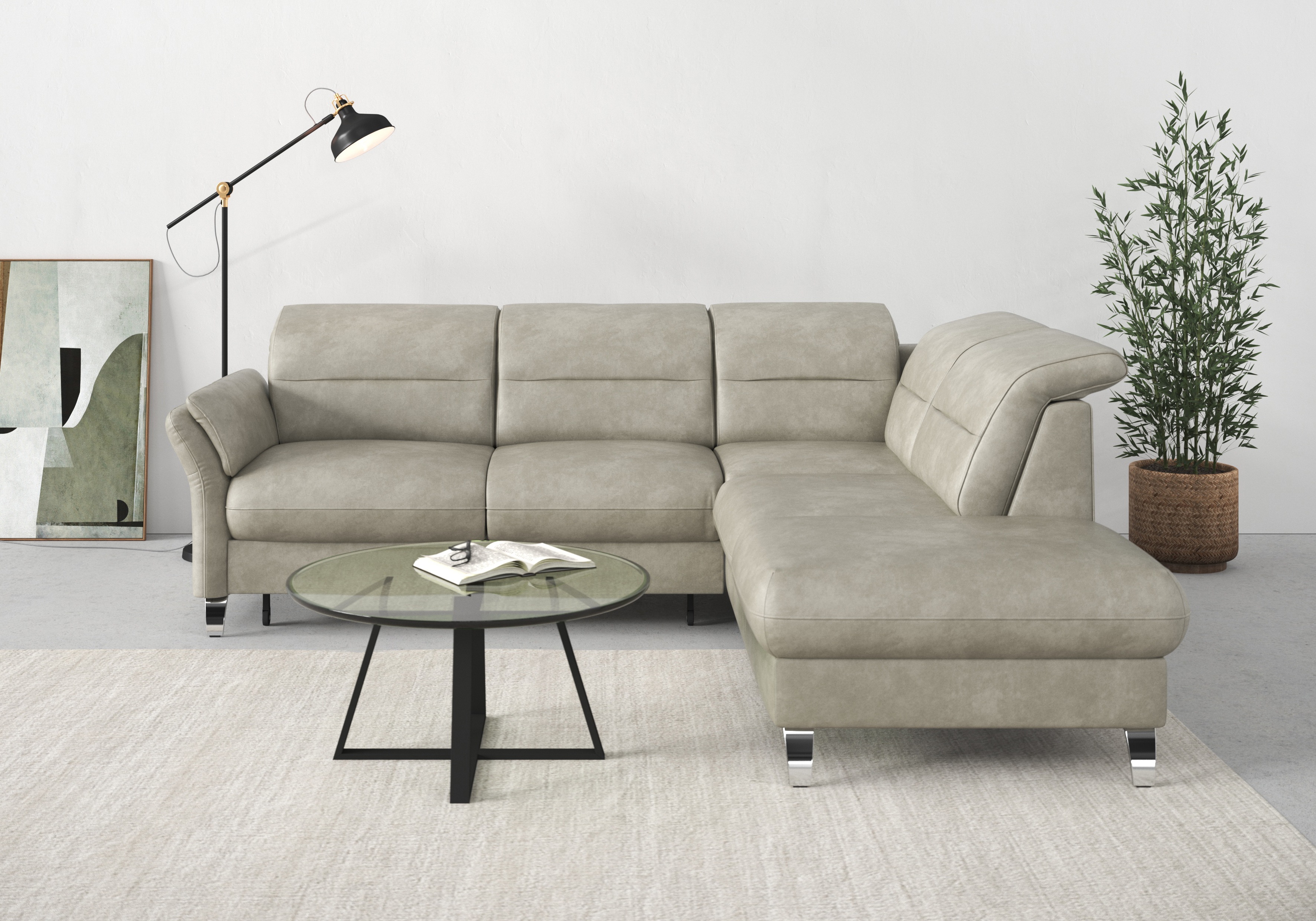 Thumbnail - sit&more Ecksofa "Grenoble L-Form mit Federkern", wahlweise mit Bettfunktion, Bettkasten, Arm- und Kopfteilverstellung
