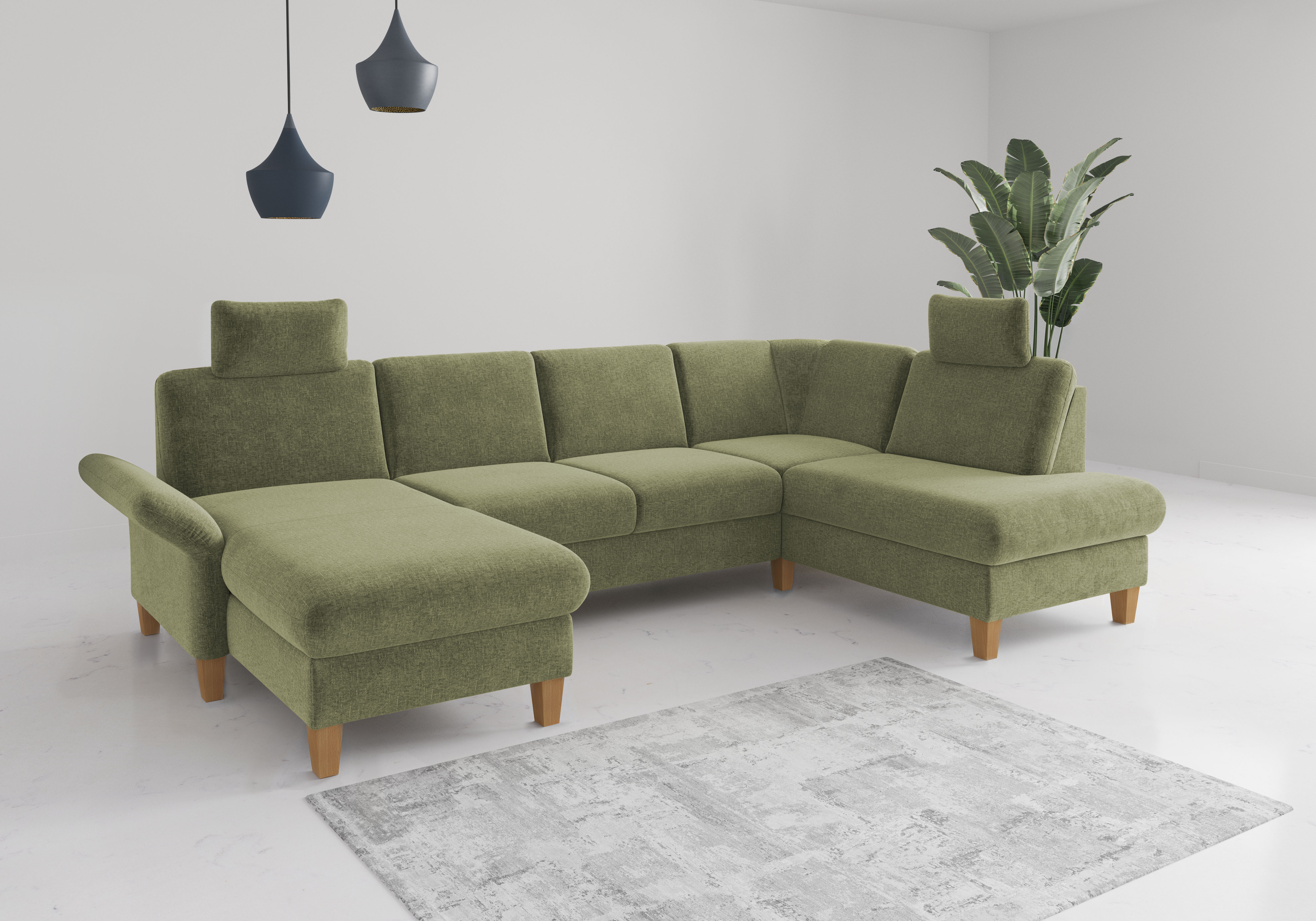 OTTO home Wohnlandschaft "Rochelle, U-Form" optional mit Armteilverstellung, mit Schlaffunktion & Bettkasten