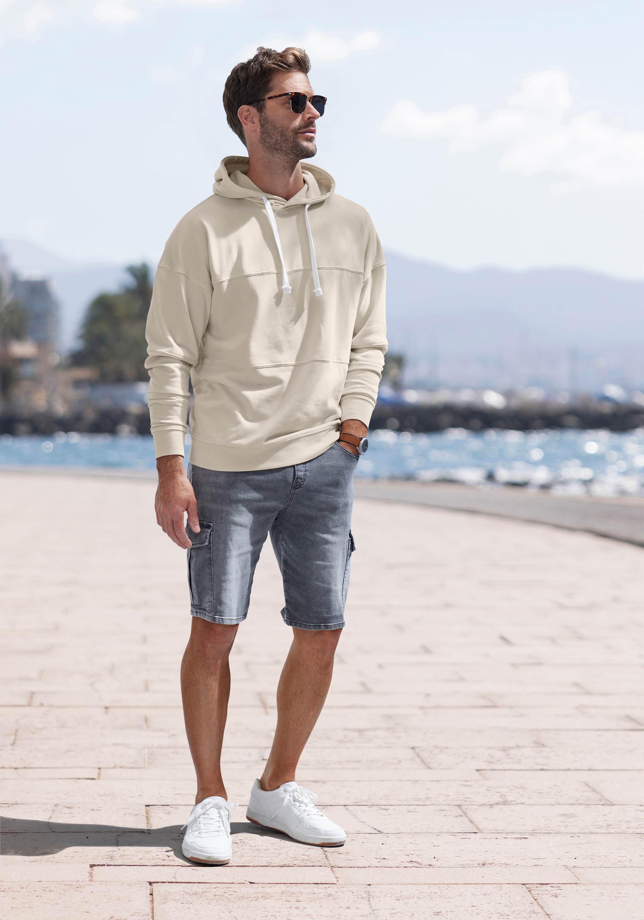 H.I.S Hoodie, Langarm Sweater mit Kapuze, aus Baumwollmischung