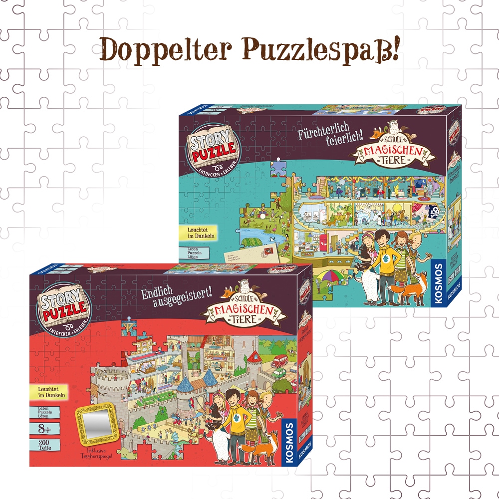 Kosmos Puzzle »Story Puzzle: Die Schule der magischen Tiere, Endlich Ausgegeistert!«, mit Leuchteffekt; Made in Germany