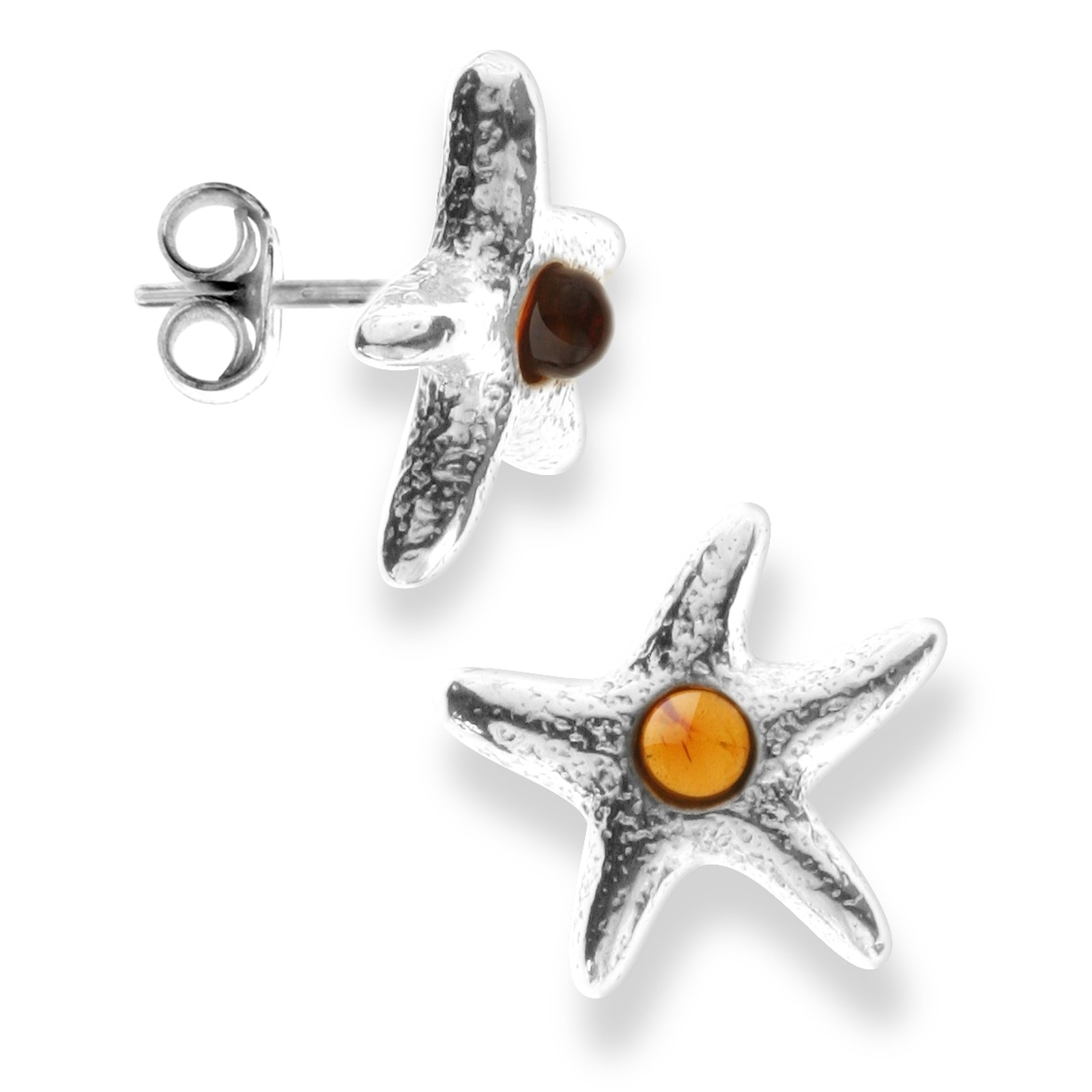 Paar Ohrstecker OSTSEE-SCHMUCK "Ostsee-Schmuck Ohrstecker Seestern Ohrstecker Seestern", weiß, Ohrringe, Damen, 14x14mm, Silber 925 (Sterlingsilber)
