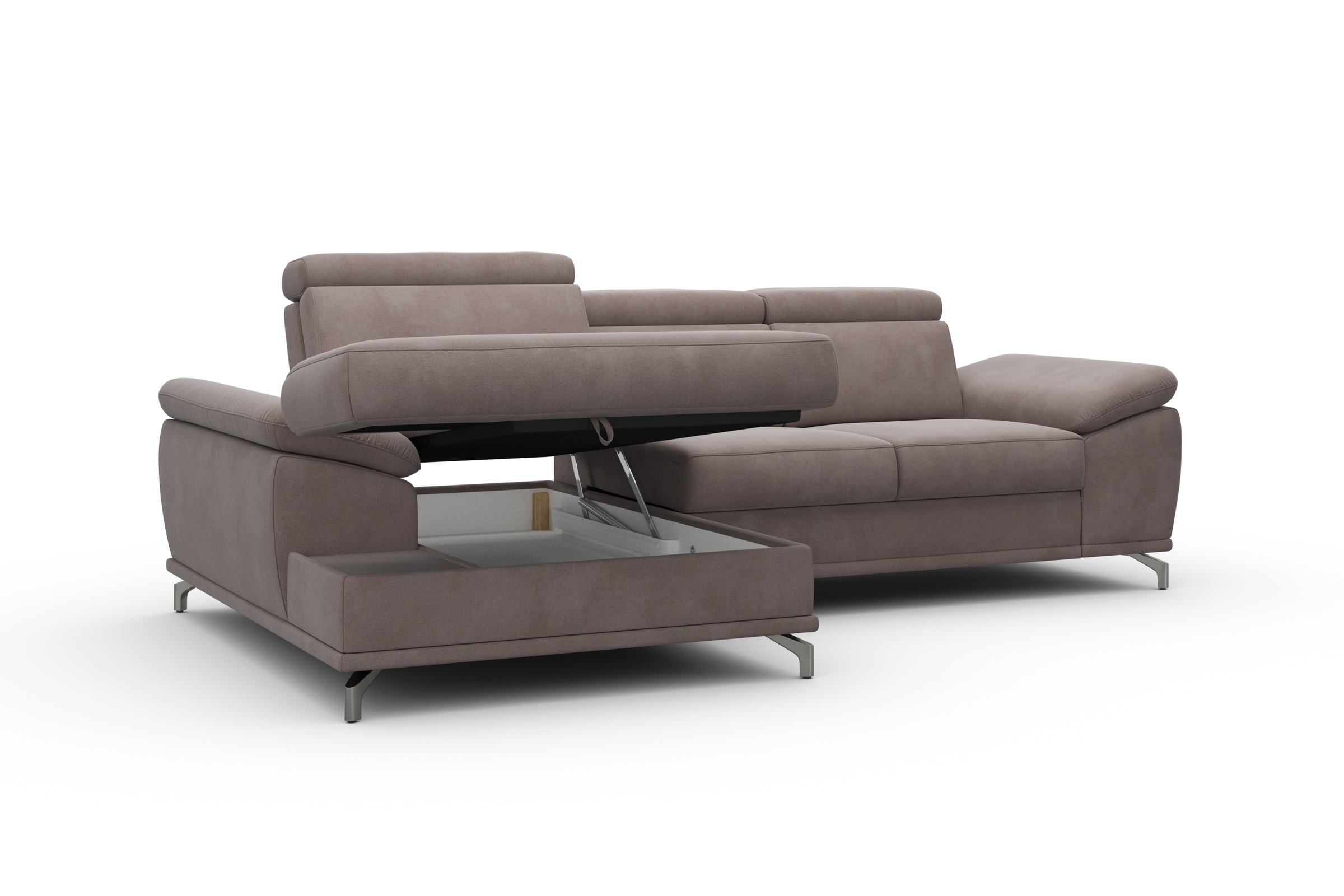 sit&more Ecksofa »Cabrio L-Form, mit Sitztiefenverstellung, Arm- und Kopfteilverstellung«, 2 Nierenkissen, Federkern, optional Bettfunktion und Stauraum