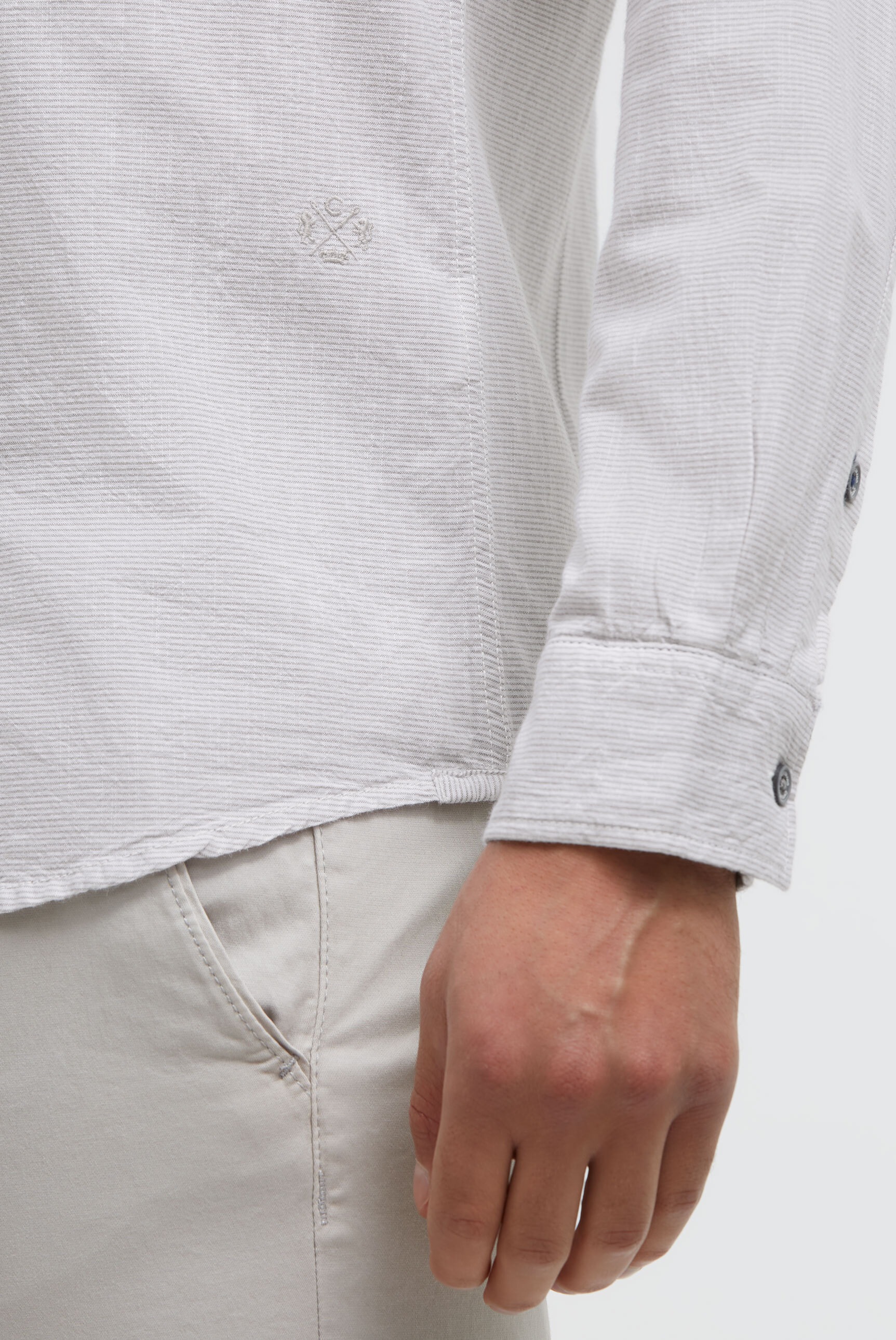 CMPD Langarmhemd mit filigranem Streifenmuster