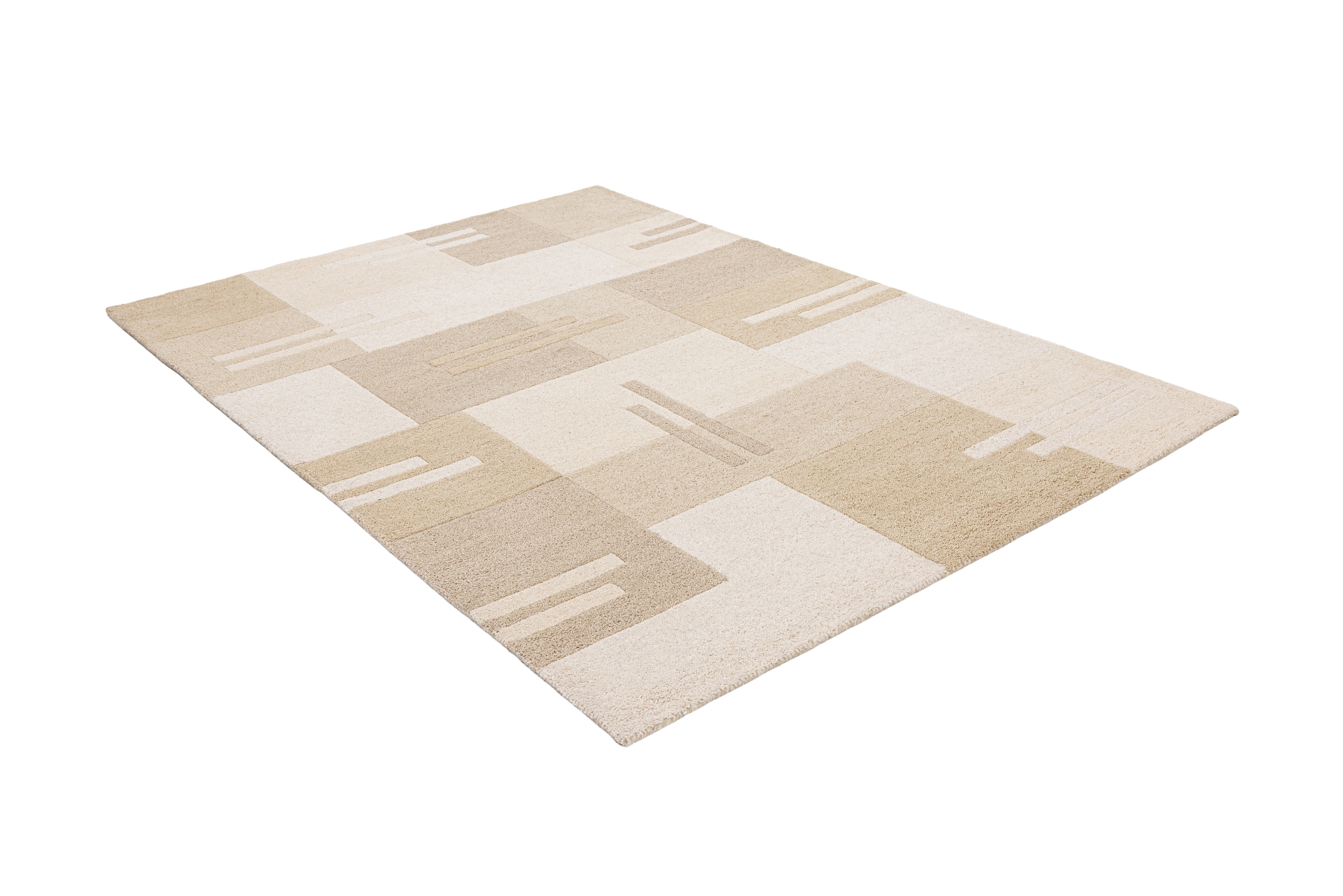 THEKO Wollteppich »Gabbeh Kästchen, Patchwork Design, reine Wolle« rechteckig 14 mm Höhe Naturtöne, Wohnzimmer, Schlafzimmer, Esszimmer