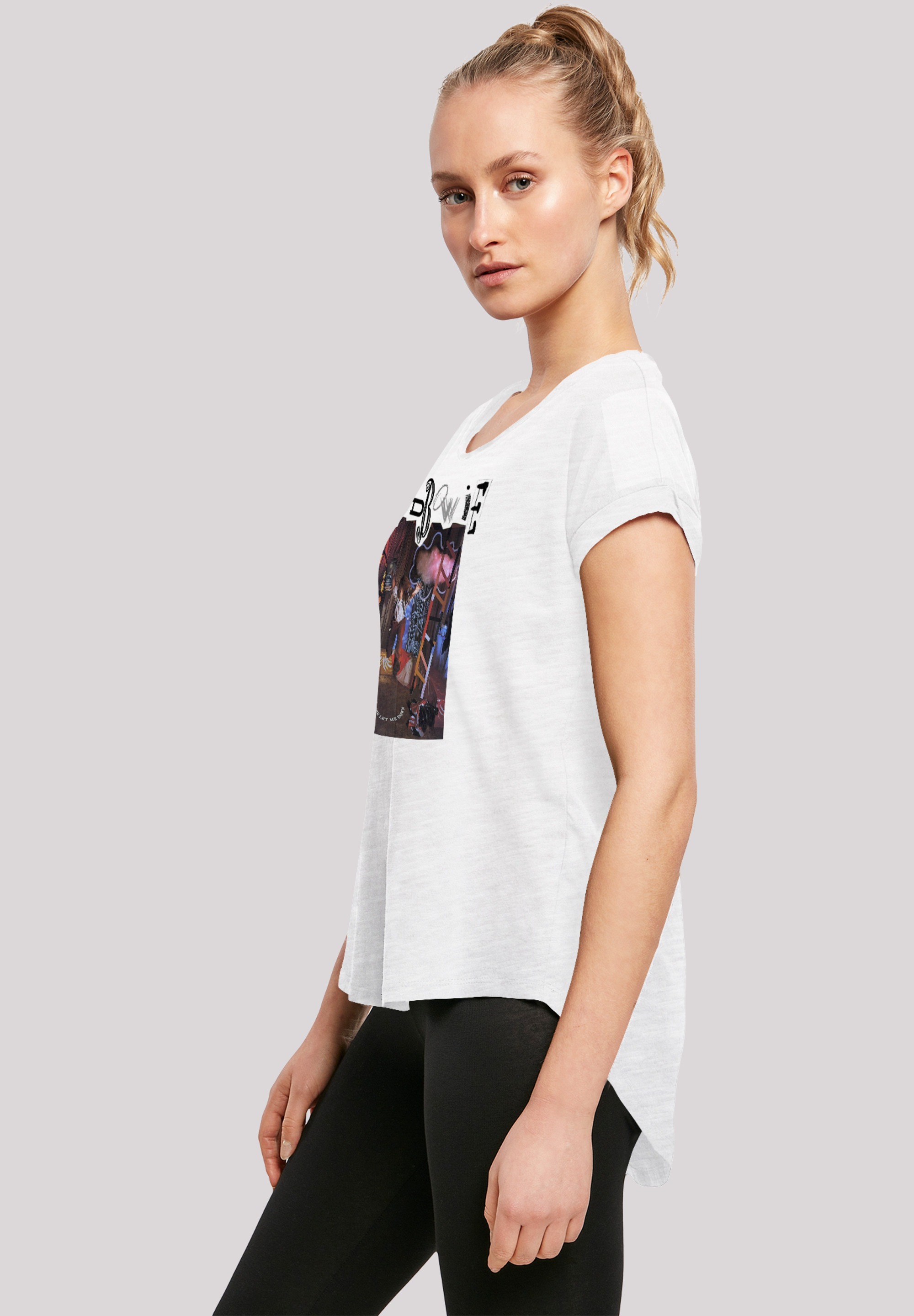 F4NT4STIC T-Shirt »Long Cut T-Shirt 'David Bowie Me Down Album Cover'«, Damen,Premium Merch,Lang,Longshirt,Bandshirt