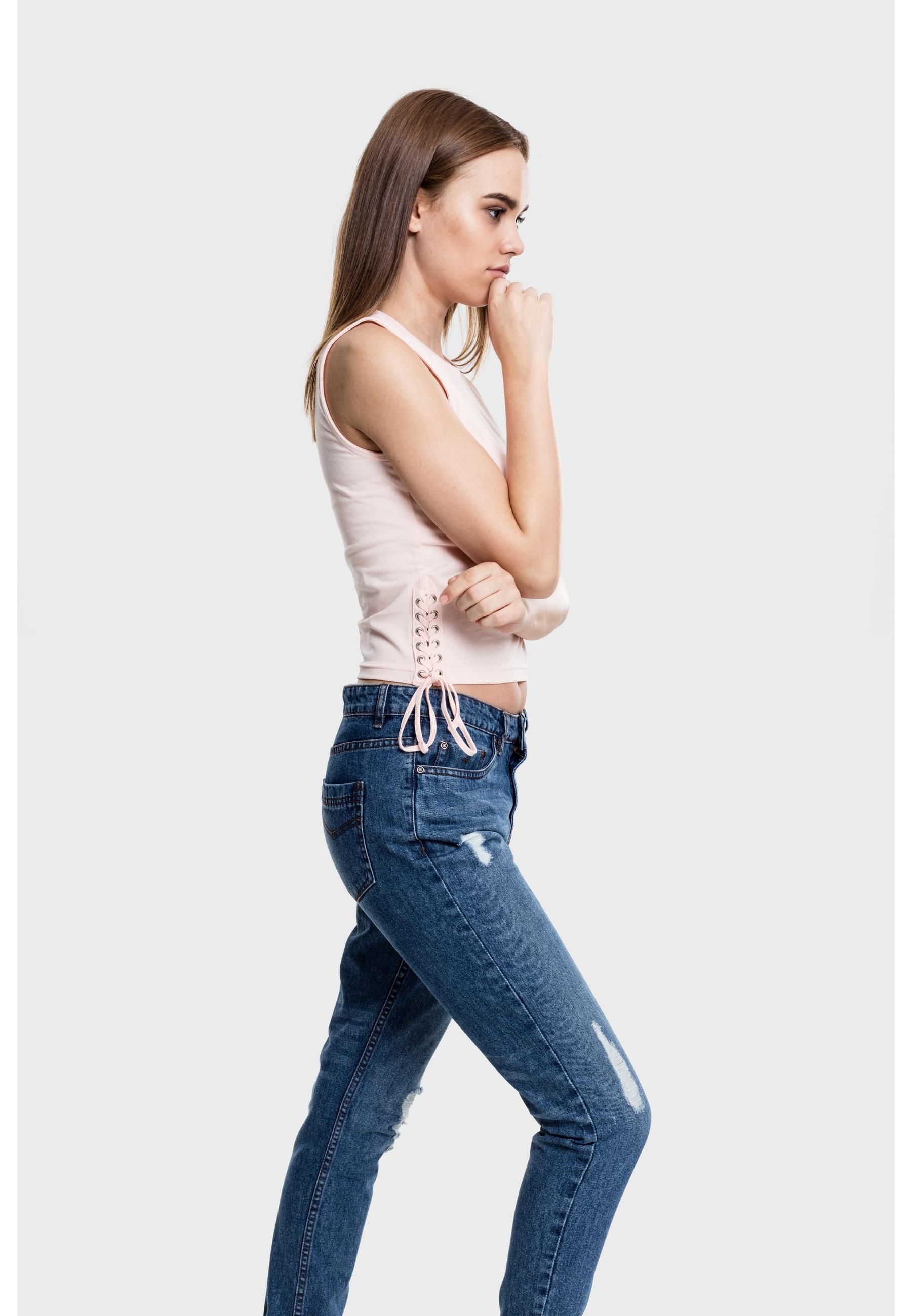 URBAN CLASSICS Muskelshirt »Urban Classics Damen Ladies Lace Up Cropped Top« 1 Stk.