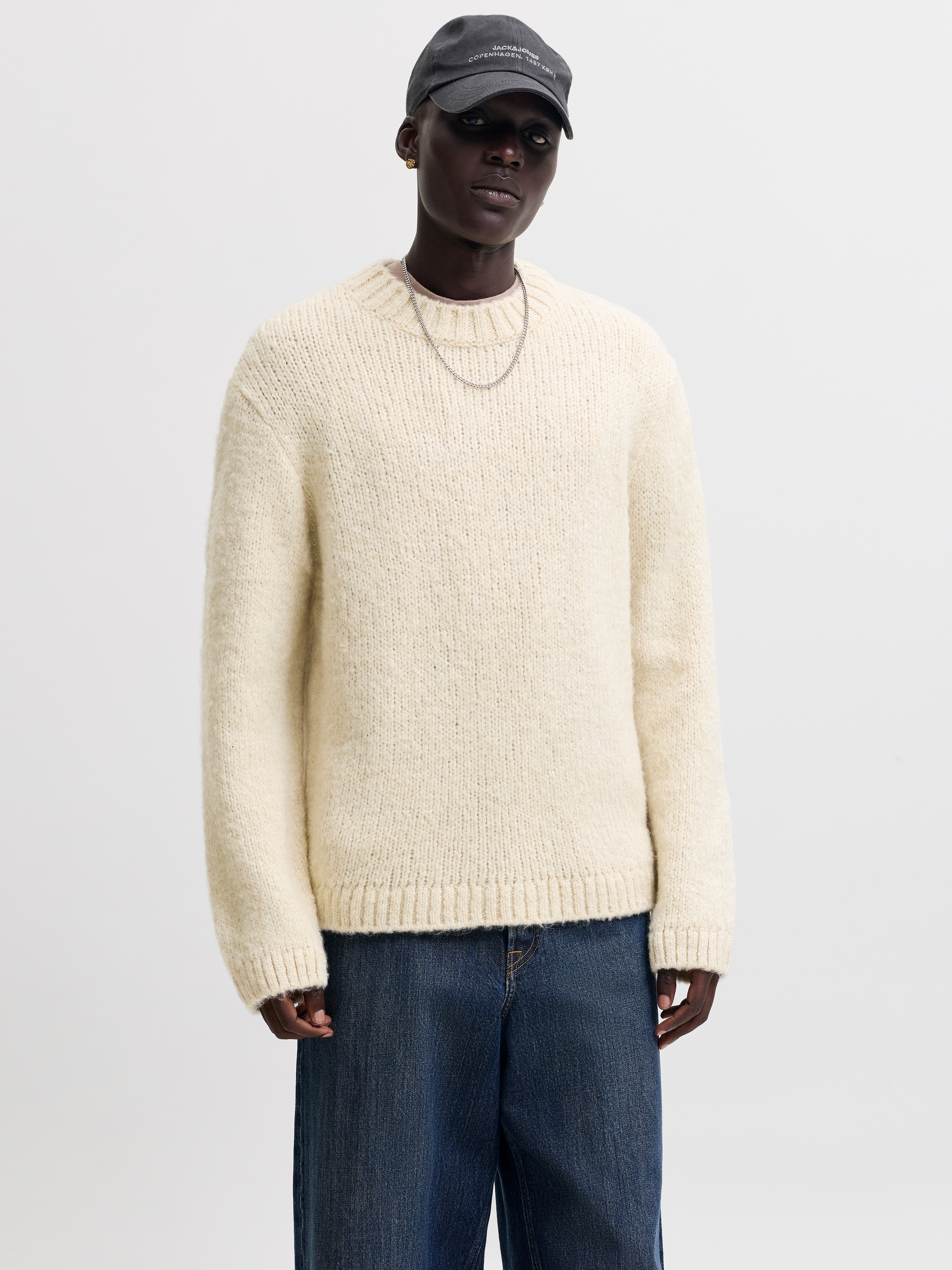 Jack & Jones Rundhalspullover "JORSALAMANCO KNIT CREW NECK" Materialmix, regular fit