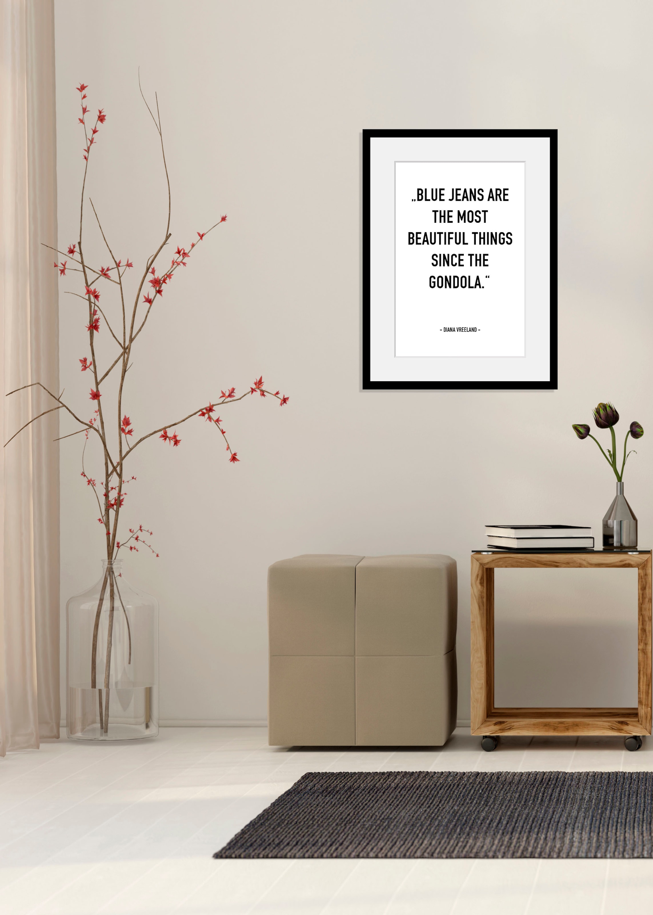 queence Bild »Lisa«, Schriftzug-Schriftzüge-Sprüche & Texte-Schwarz-Weiß, (1 St.), HD Premium Poster-Druck inkl. Holzrahmen