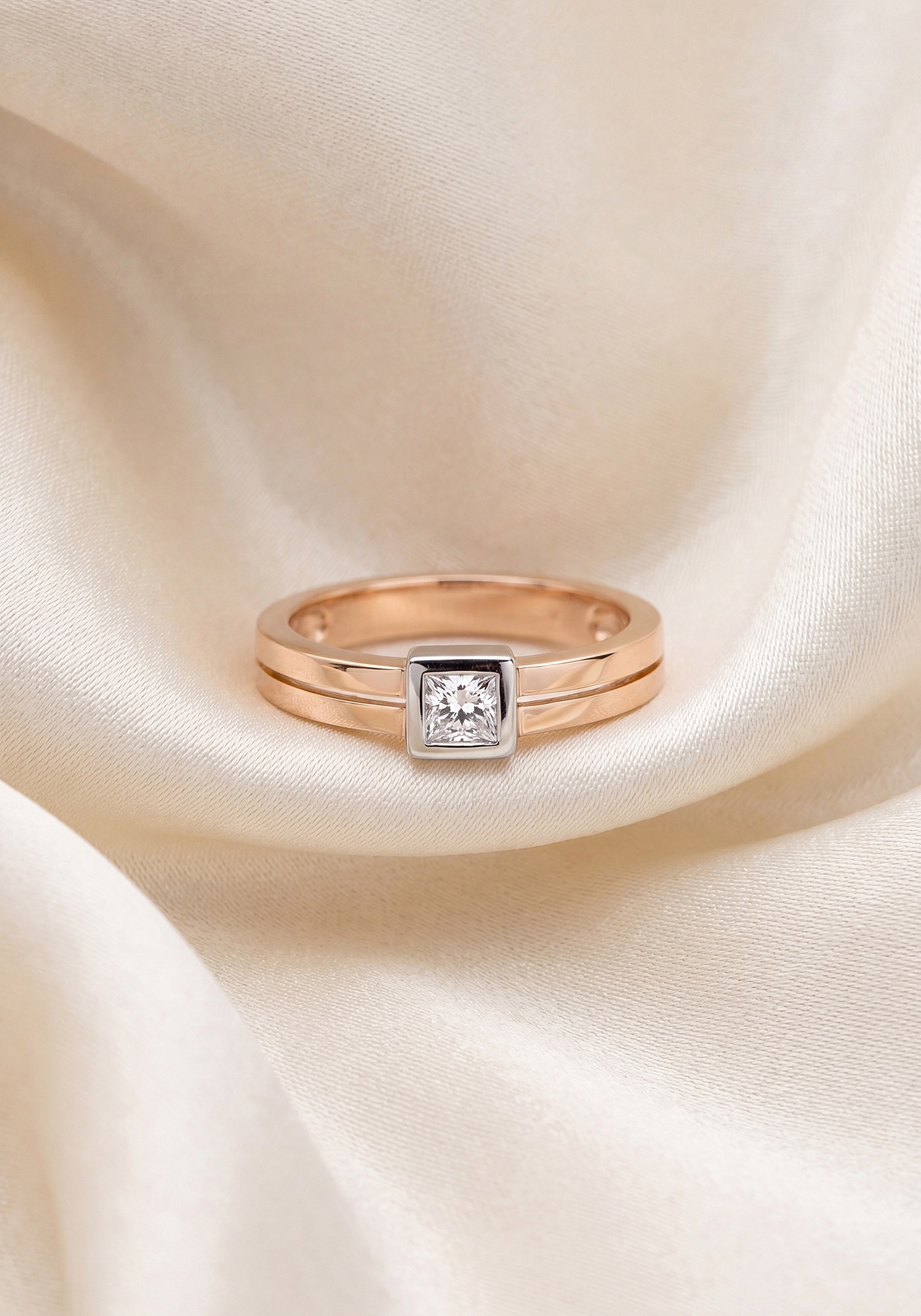 JOBO Goldring 375 Roségold bicolor mit Zirkonia