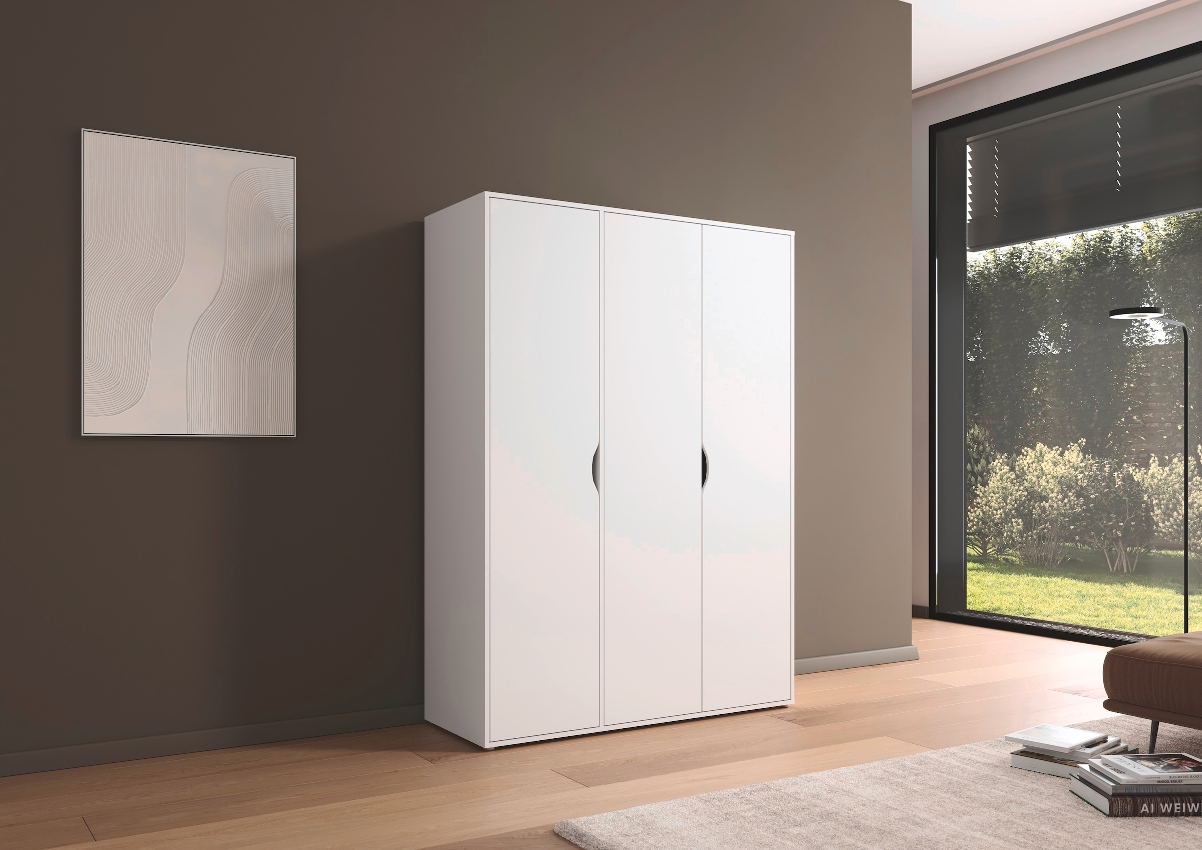 rauch Drehtürenschrank »Kleiderschrank Schrank Garderobe Wäscheschrank NARAI viel Stauraum«, (in 3 verschiedenen Ausstattungen BASIC/CLASSIC/PREMIUM), Griffausfräsungen für eine grifflose Optik TOPSELLER MADE IN GERMANY