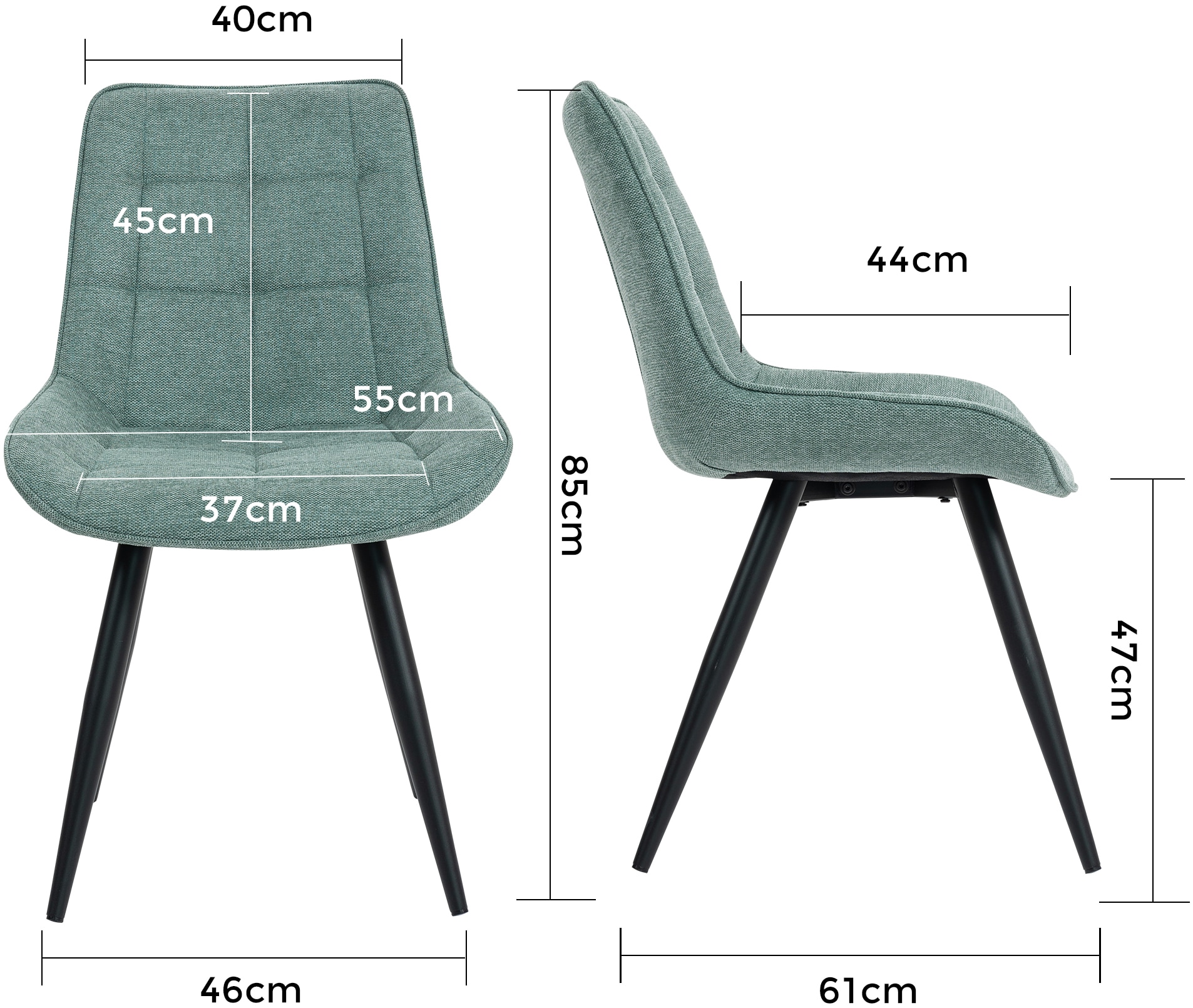 Duo Collection Esszimmerstuhl »Iris Esszimmerstuhl, 4er-Set« (Set) 4 Stk.robuster Stoffbezug, gesteppte Polsterung, bis 110 kg belastbar