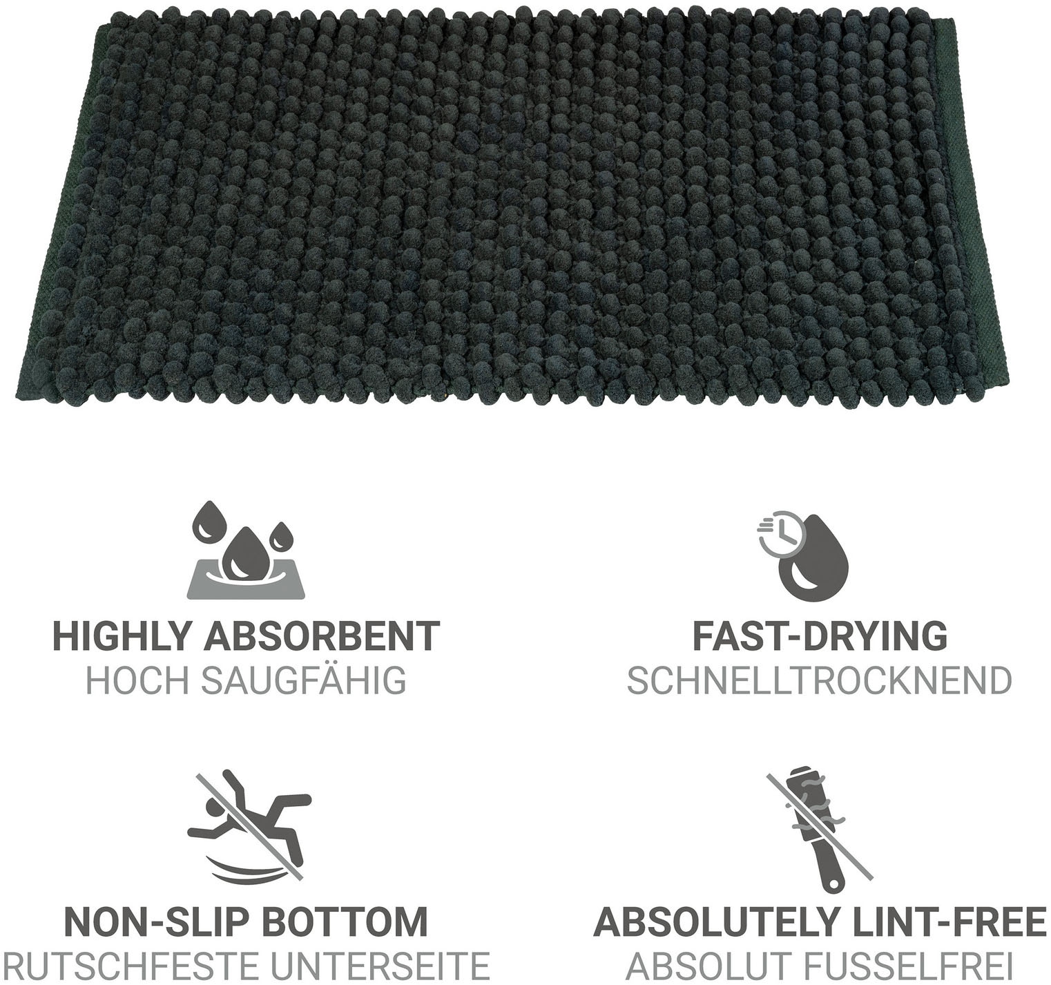 WENKO Badematte »Solivo« Höhe 30 mm rutschhemmend beschichtet mit moderner Struktur, fusselfrei, stark wasserabsorbierend