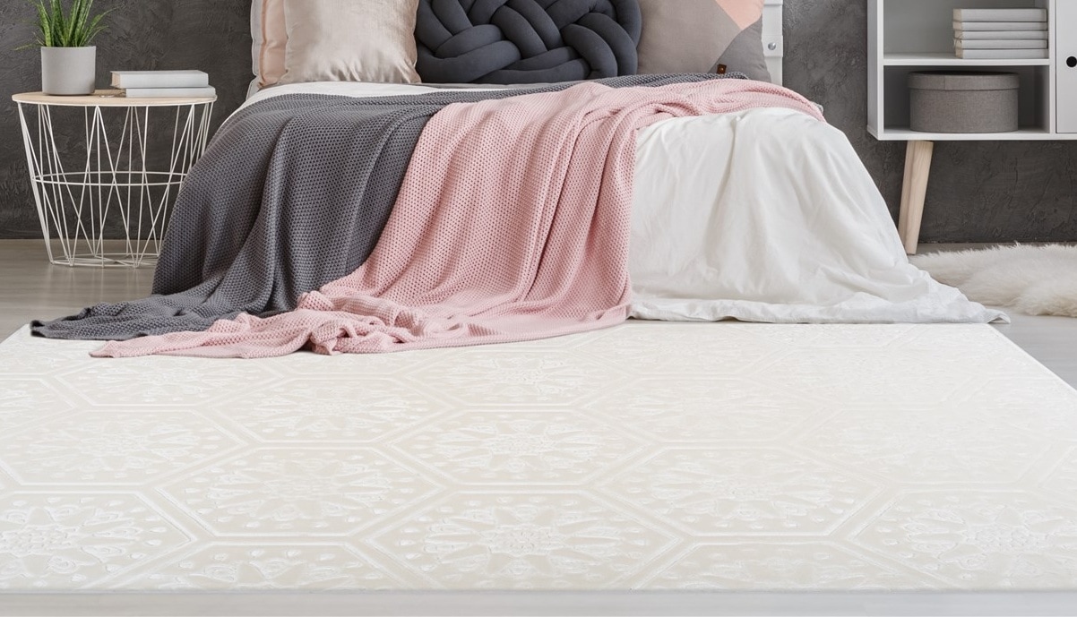 Läufer MY HOME, B:80cm H:7mm L:300cm, weiß, Kunstfaser, Flur, Teppiche, "Stina", Teppichläufer, Hoch-Tief-Effekt, mit Muster