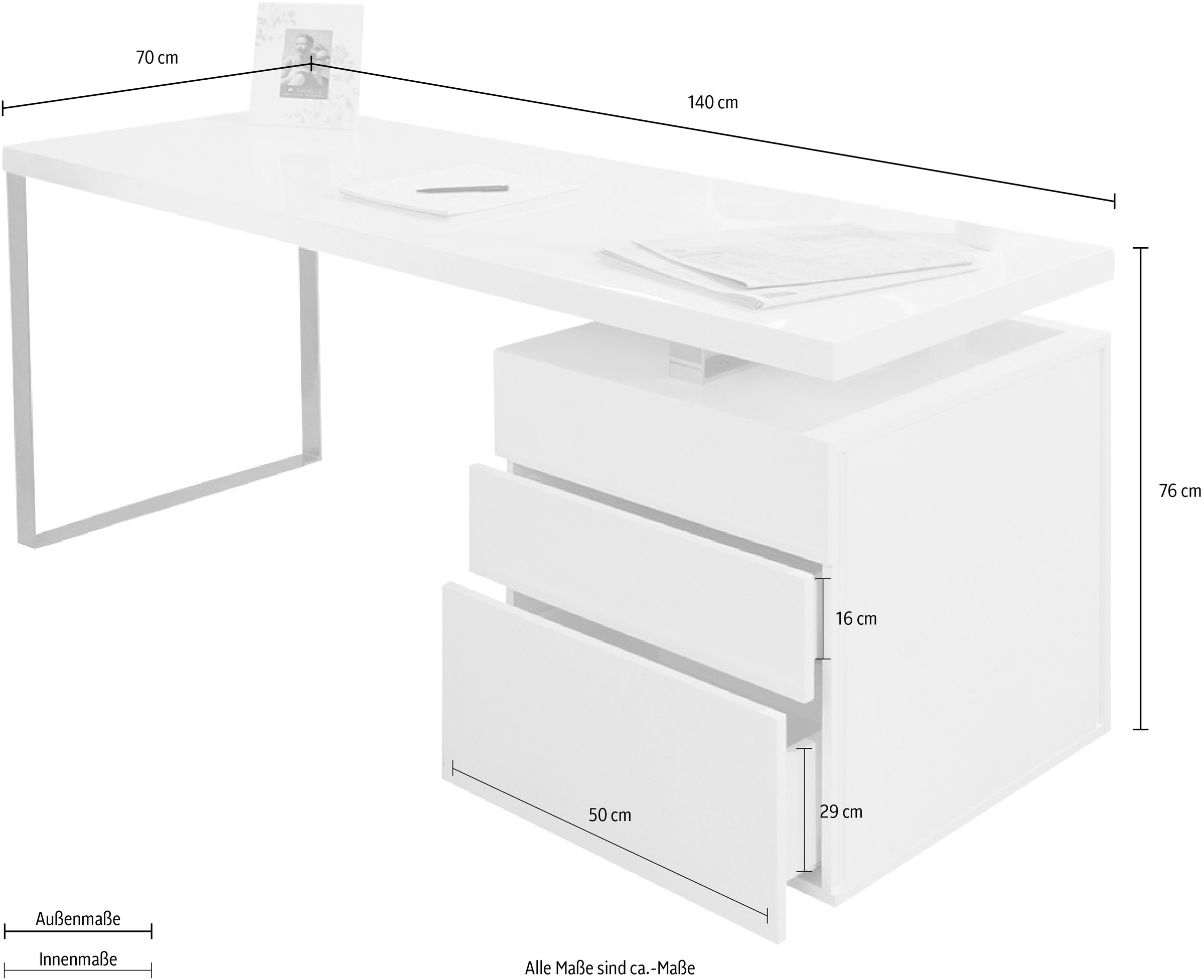 Thumbnail - SalesFever Schreibtisch "Varberg - Arbeitsplatz Deluxe Design-Schreibtisch" Schubladen mit Soft-Close-Funktion
