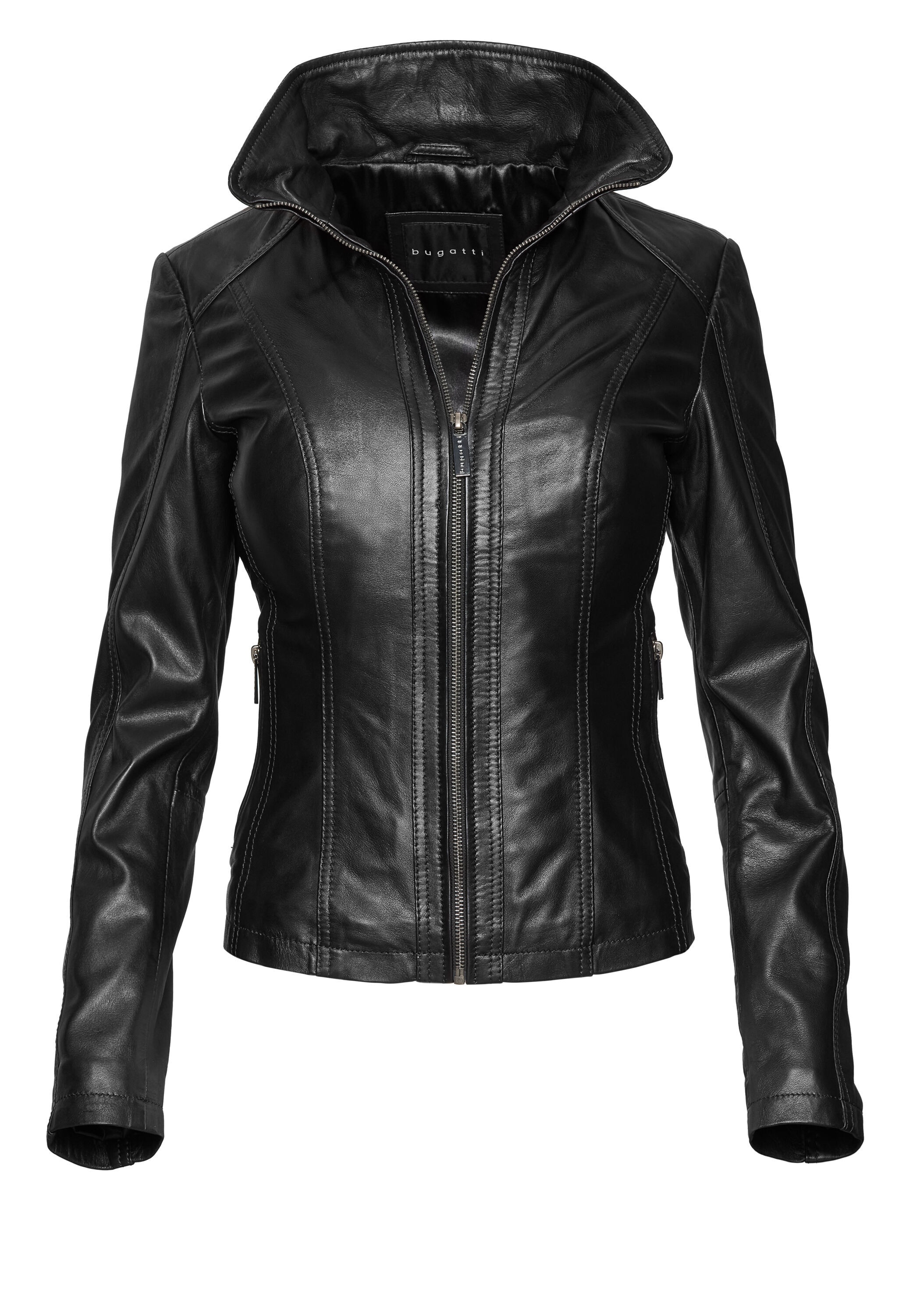 bugatti Lederjacke "bugatti Lederjacke" ohne Kapuze mit Umlegekragen