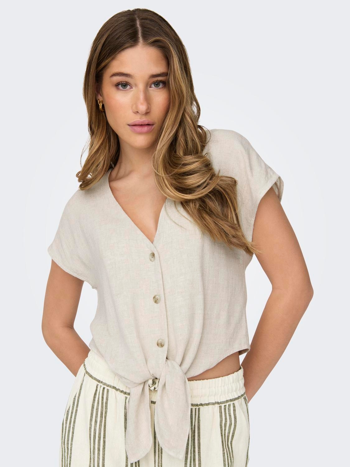 ONLY Kurzarmbluse »ONLSIESTA SS KNOT LIN BL SHIRT PNT NOOS«