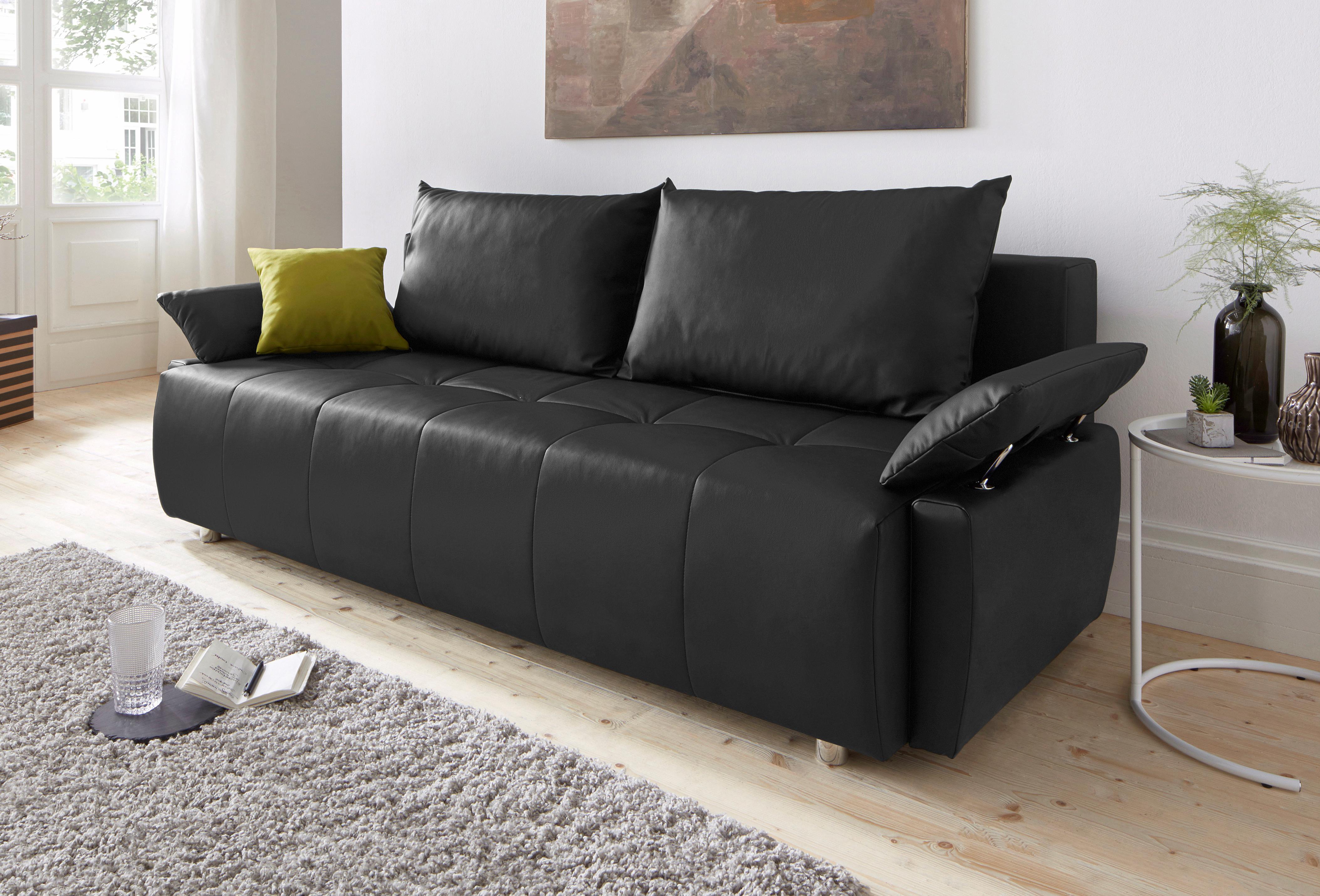 COLLECTION AB Schlafsofa "Funtastic, B: 212 cm, Liegefl. 145x187 cm, Armteilverstellung,in Cord" Schlaffunktion, Bettkasten & Zierkissen, Gästebett mit Federkern