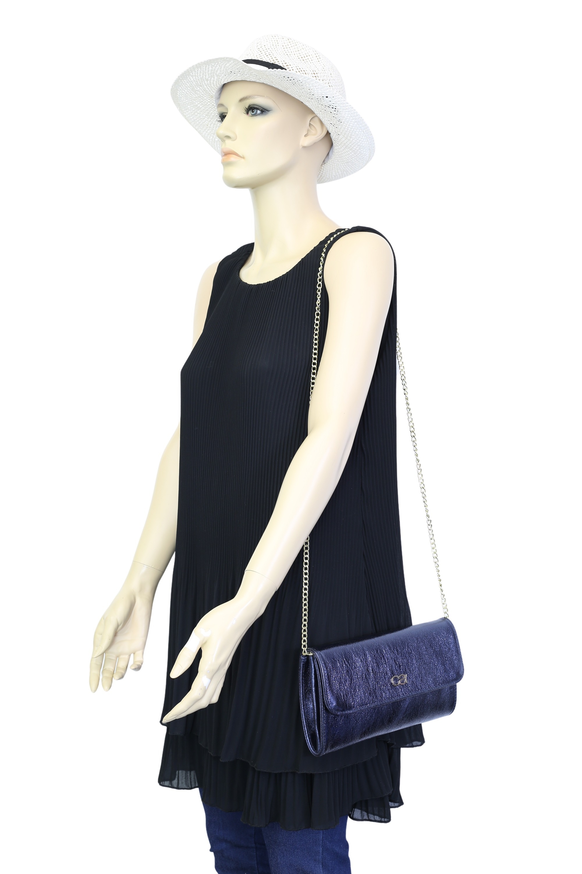 Clutch "Eleganz", Damen, Gr. B/H/T: 26cm x 15cm x 5cm onesize, blau, Leder, COLLEZIONE ALESSANDRO, Taschen, aus Leder, mit separaten Fächern 3