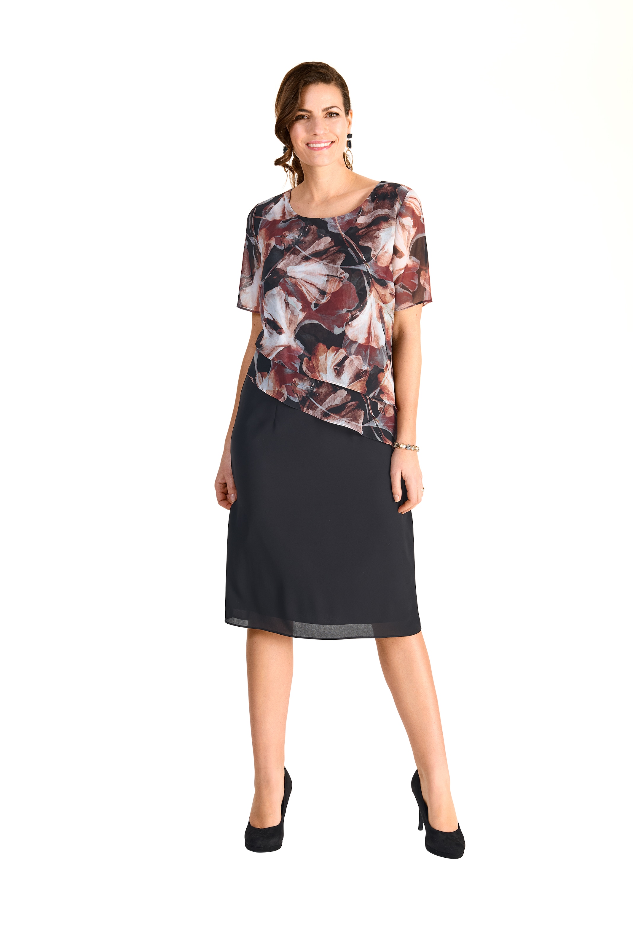 HERMANN LANGE Collection 2-in-1-Kleid, mit floralem Muster und unifarbenem Rock