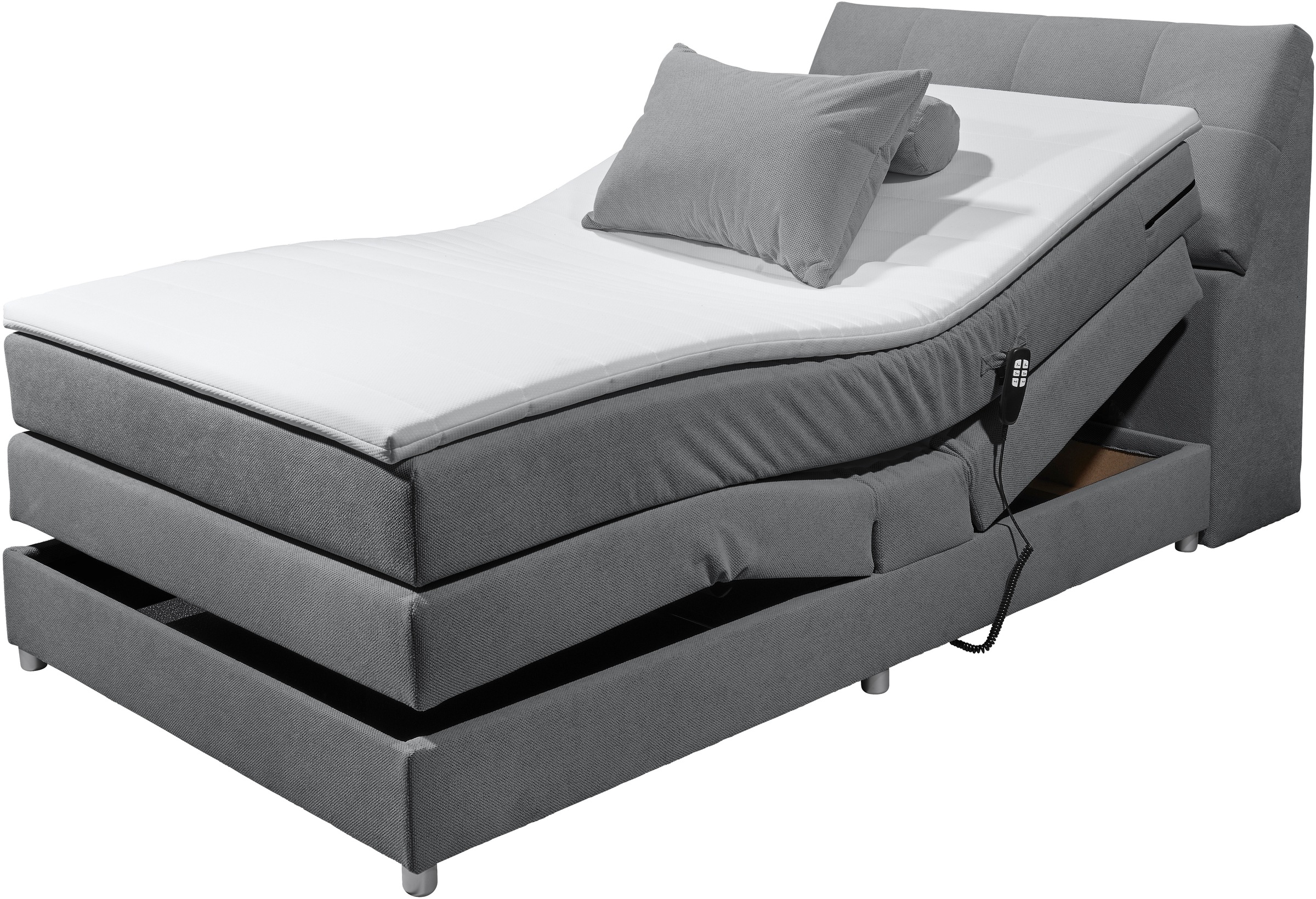 ED EXCITING DESIGN Boxspringbett »Toulouse«, inkl. Motor, inkl. Stauraum im Kopfteil