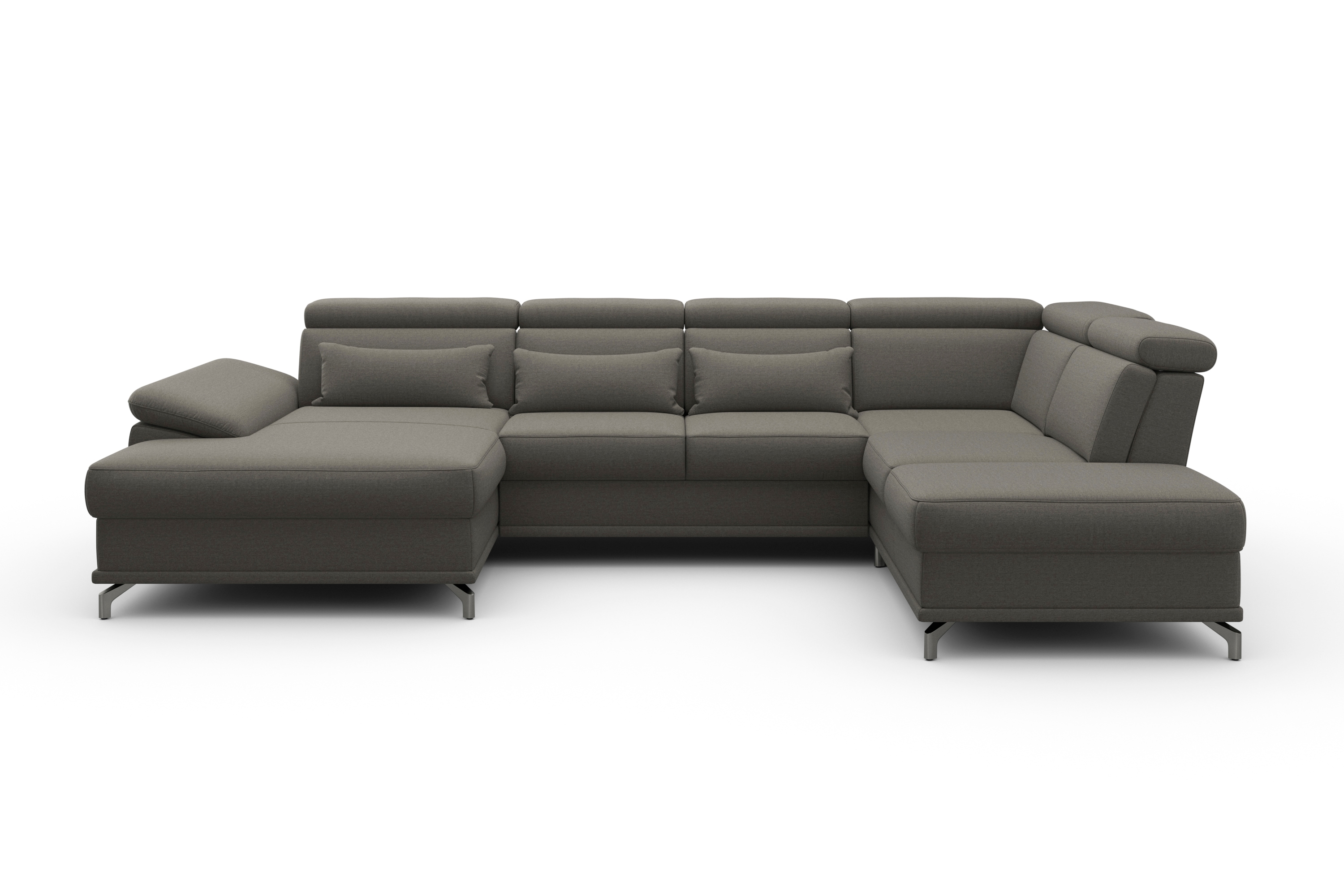 sit&more Wohnlandschaft "Cabrio U-Form, B: 359 cm, mit Sitztiefen-, Arm- & Kopfteilverstellung" 3 Nierenkissen, Federkern, mit Schlaffunktion und Stauraum