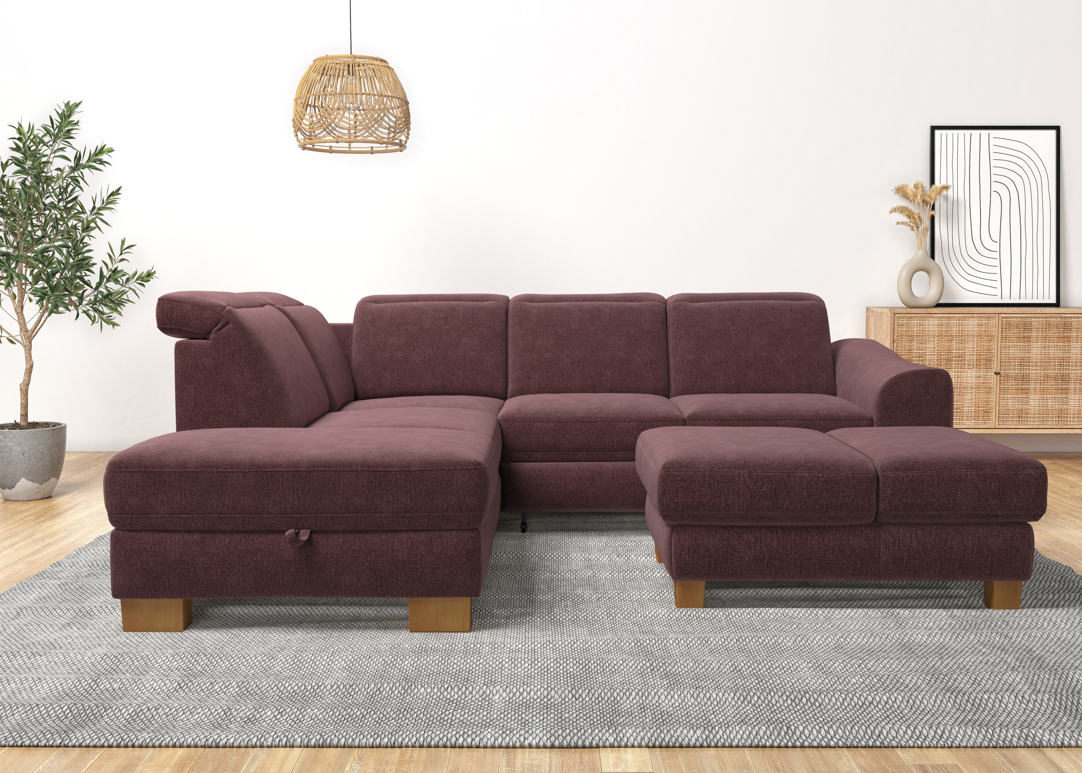 Home affaire Ecksofa "Dundee L-Form" wahlweise mit Kopfteilverstellung und zusätzlich mit Schlaffunktion