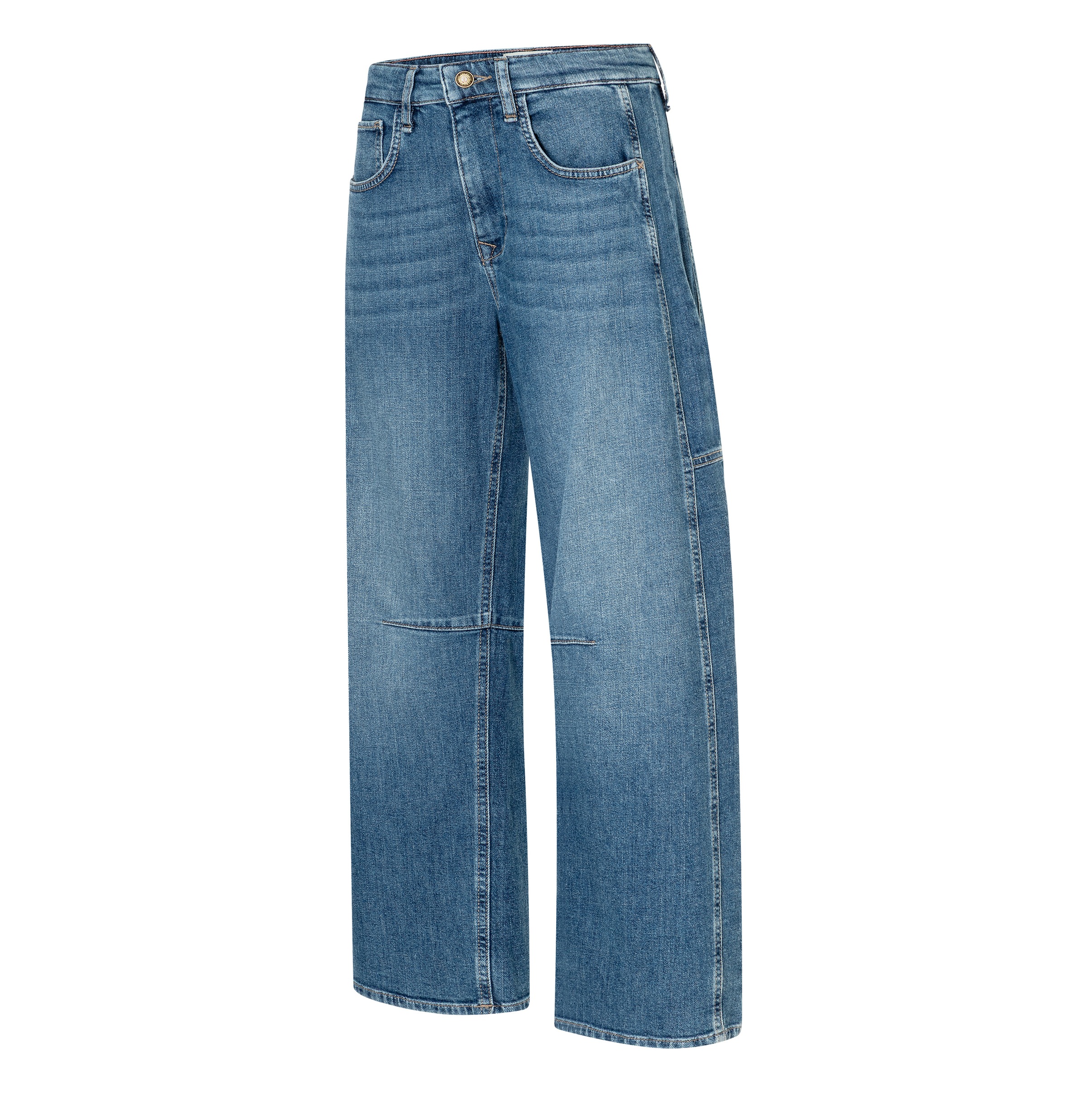 MAC 5-Pocket-Jeans »OHIO Barrel« Barrel Fit, Naht-Detail auf Kniehöhe