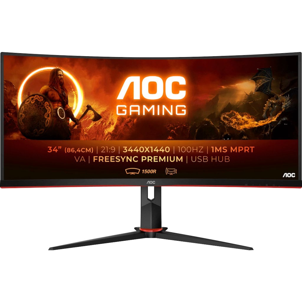 AOC Curved-Gaming-Monitor »CU34G2/BK«, 86,4 cm/34 Zoll, 3440 x 1440 px, QHD+, 1 ms Reaktionszeit, 100 Hz