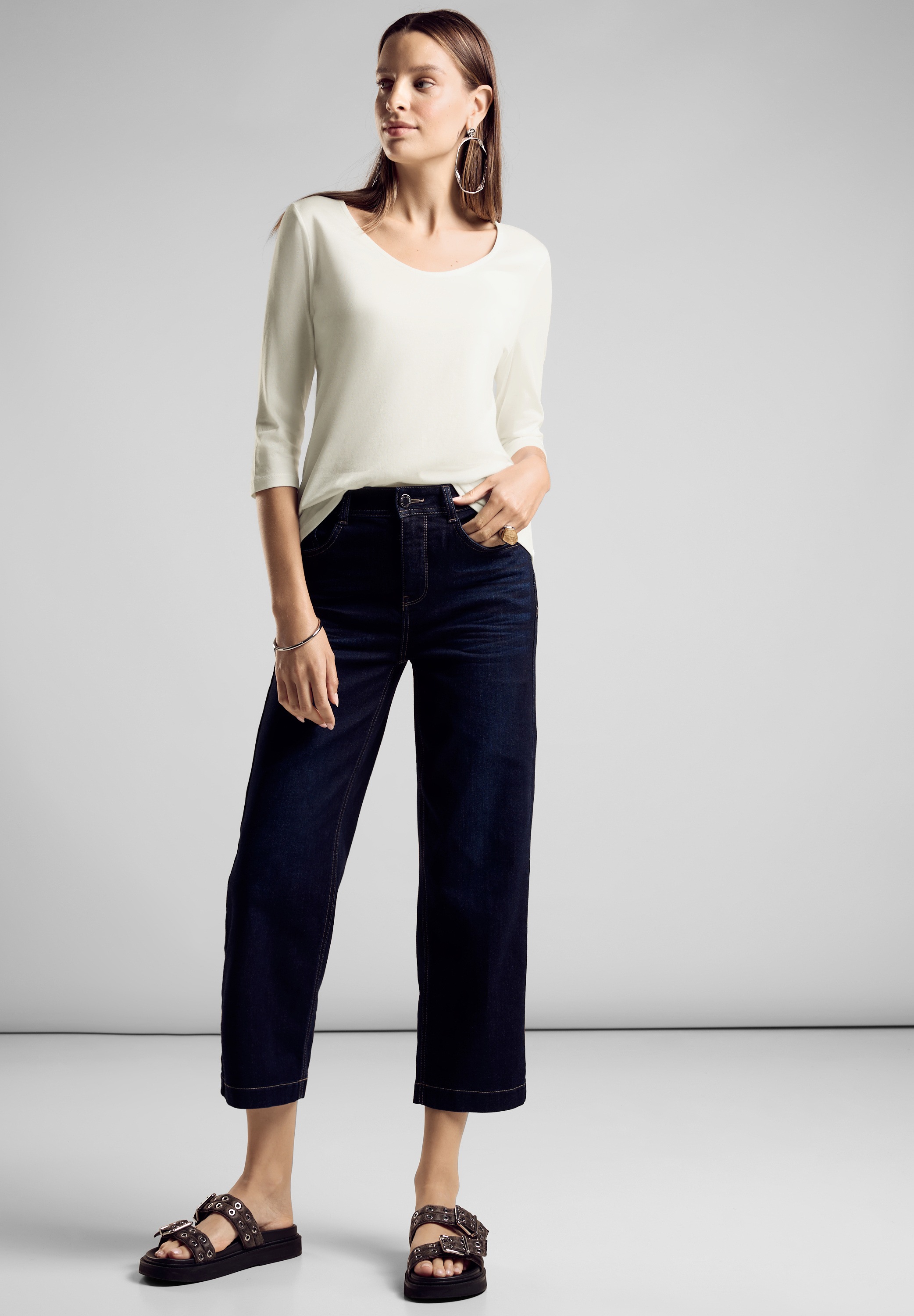 STREET ONE 3/4-Arm-Shirt, im soften Baumwoll-Mix