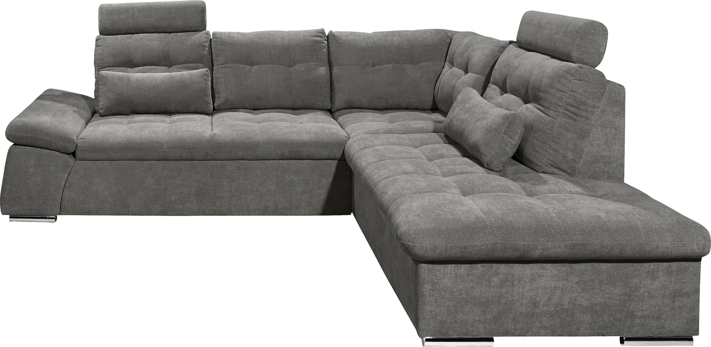 ED EXCITING DESIGN Ecksofa »Nalo L-Form«, mit Bettfunktion, Armteilverstellung, Kopfstützen & 2 Nierenkissen