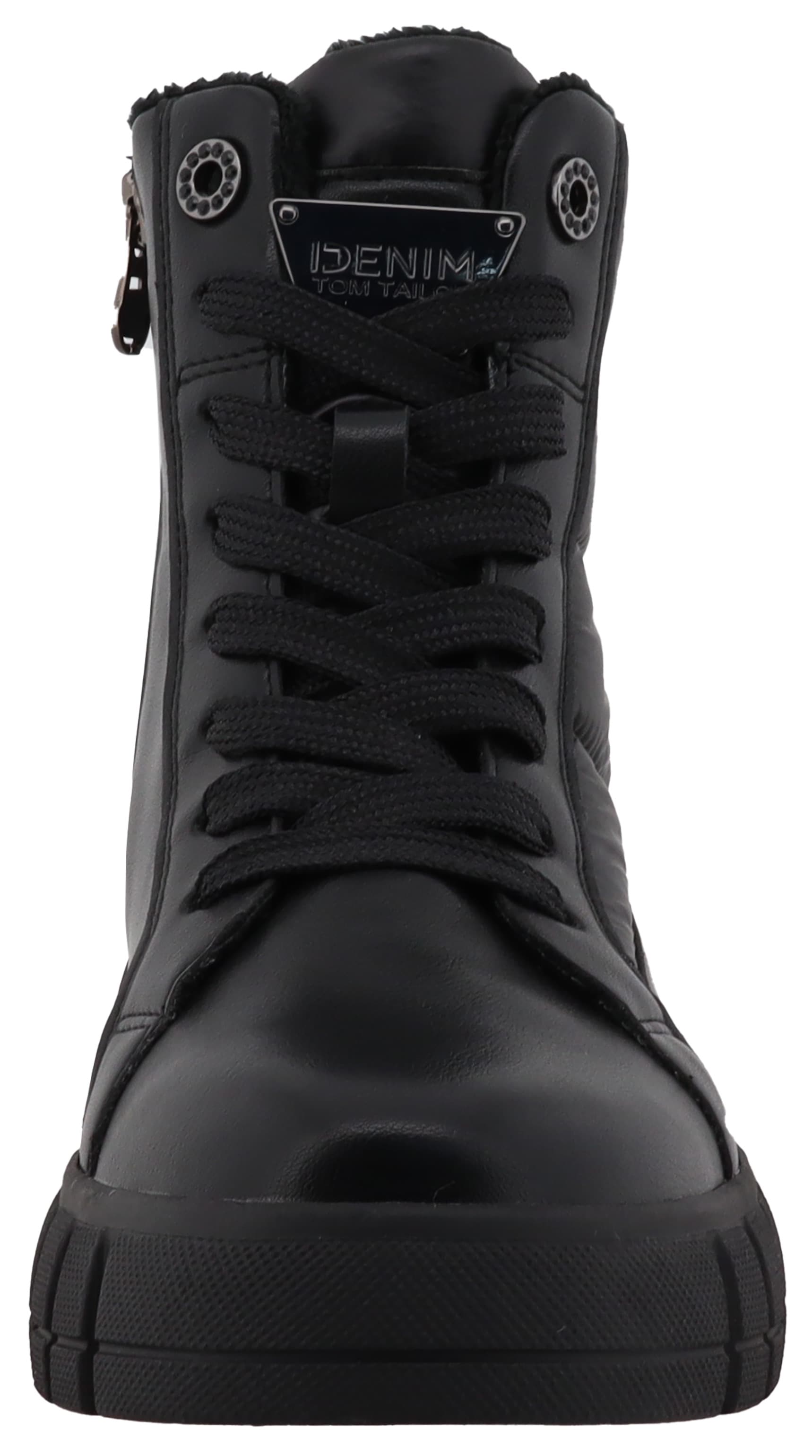 TOM TAILOR Schnürboots, Keilabsatz, Plateau, Schnürstiefelette mit schöner Ziersteppung