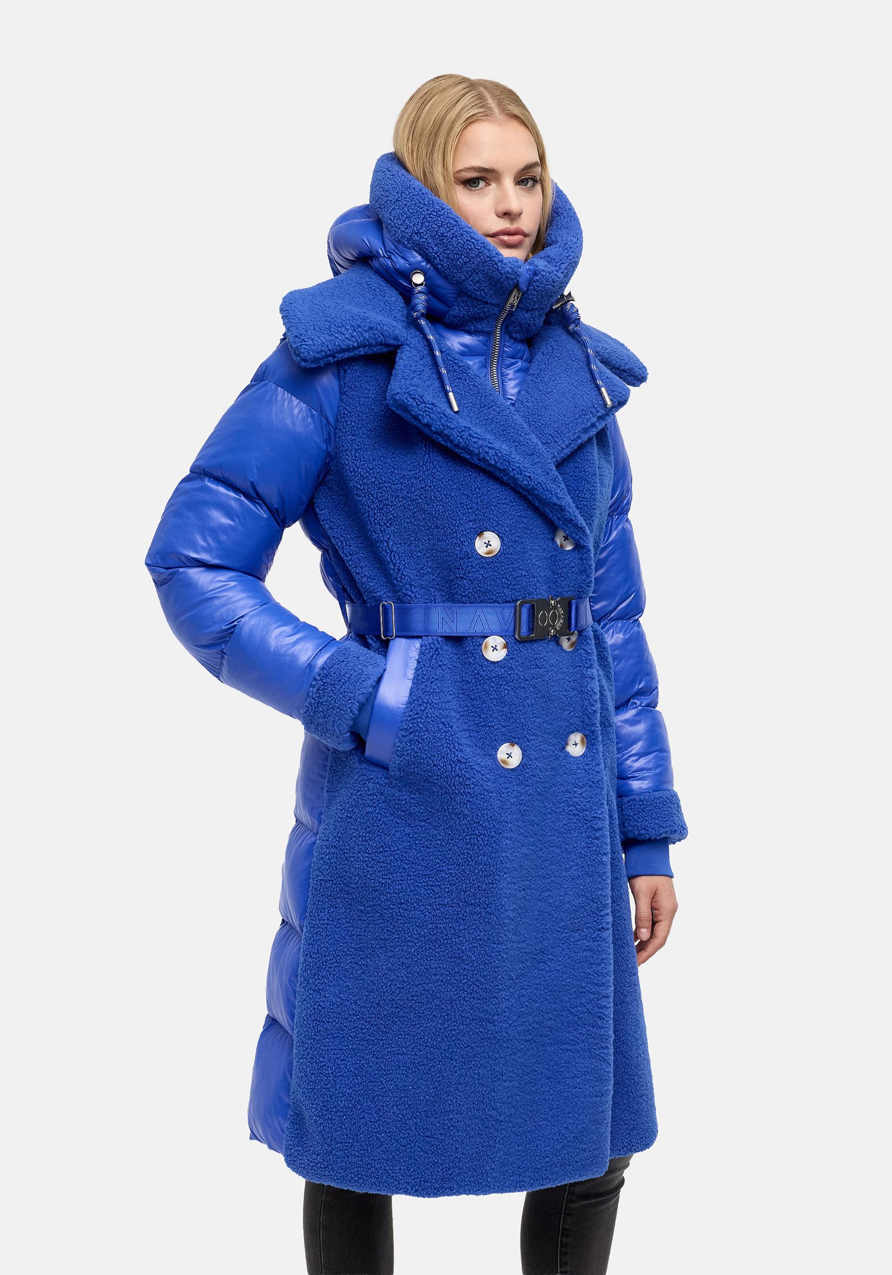 Navahoo Wintermantel "Kuscheltraum 14" Modischer Damen Plüschmantel aus angesagtem Materialmix