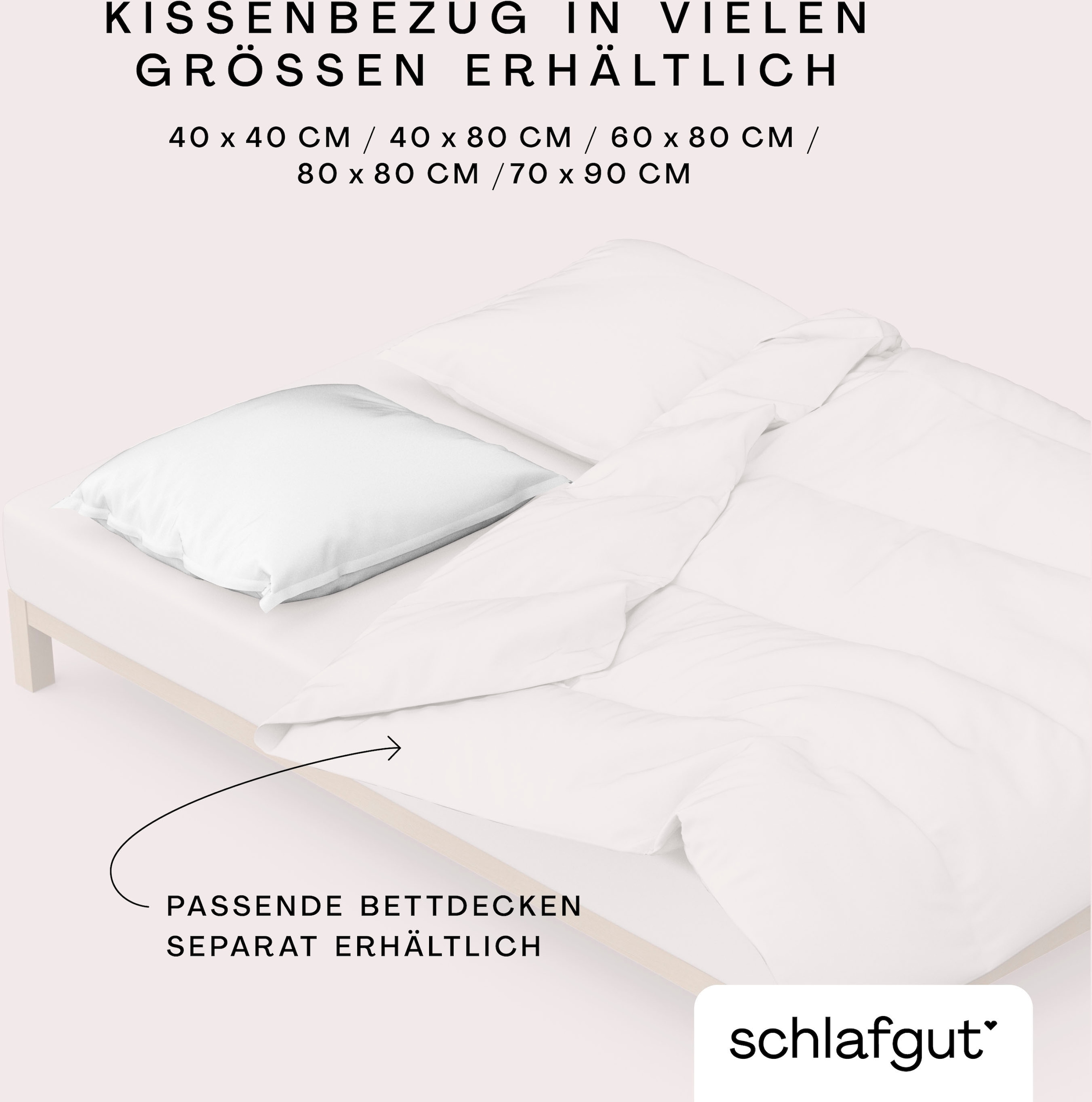 Schlafgut Kissenbezug »Woven Satin aus Mako-Baumwolle, langlebig, pflegeleicht, dicht gewebt«, (1 St.), Kissenhülle mit Reißverschluss, passender Bettbezug erhältlich