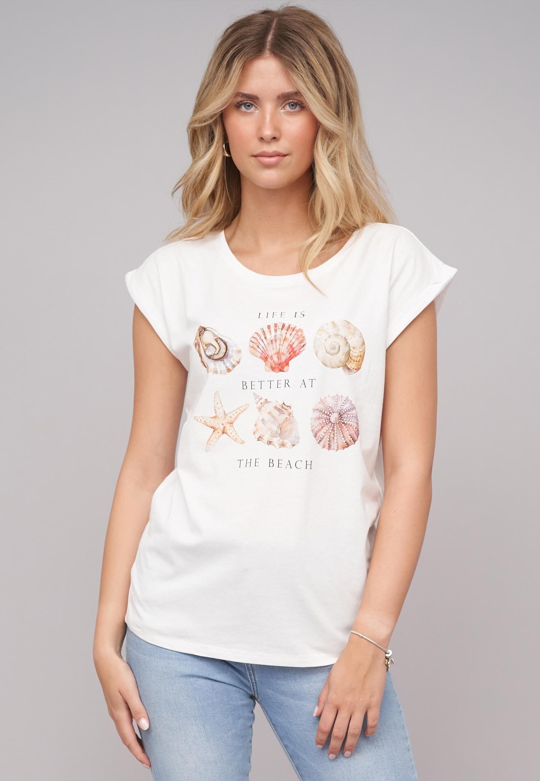 CLOUD 5IVE T-Shirt »CLOUD 5IVE Ladies Seashell White Tee«, (1 tlg.)