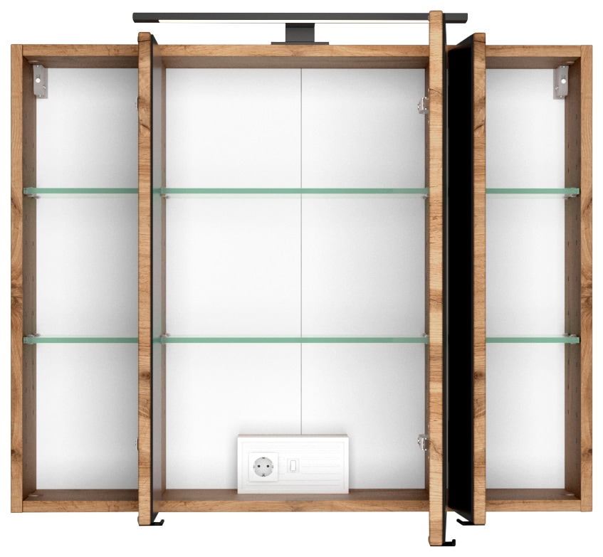 welltime Spiegelschrank »Luena«, Breite 80 cm, mit 3D-Effekt, dank drei Spiegeltüren