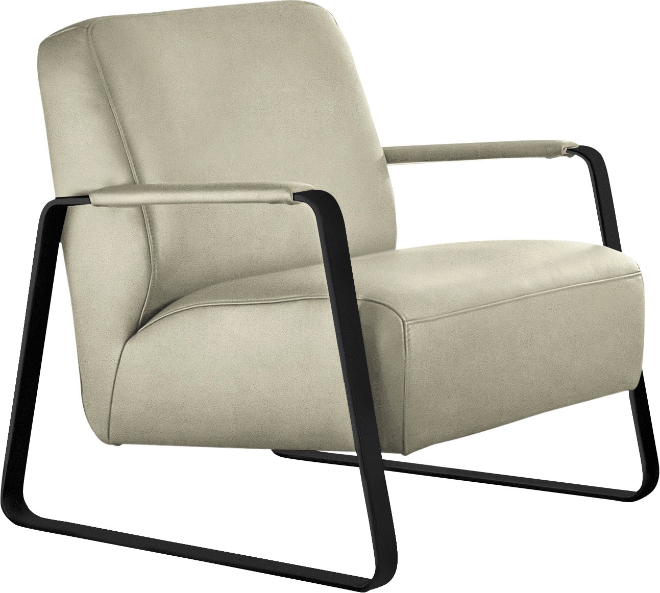 W.SCHILLIG Cocktailsessel »quadroo Loungesessel,«, mit bezogenen Armlehnen, Gestell in Schwarz pulverbeschichtet