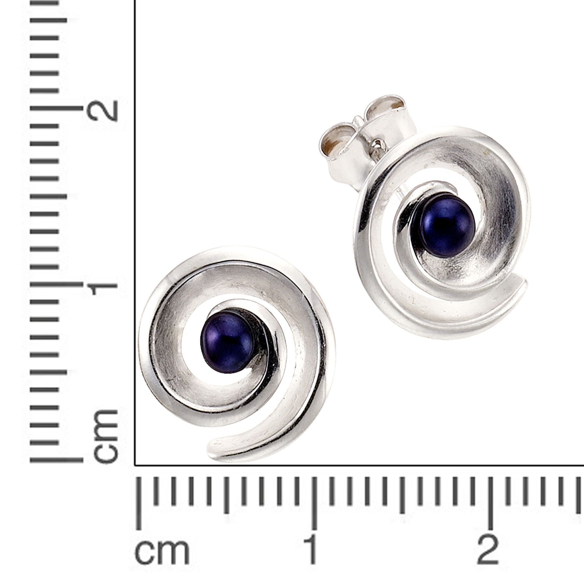 Zeeme Paar Ohrstecker »925 Sterling Silber Perle schwarz«