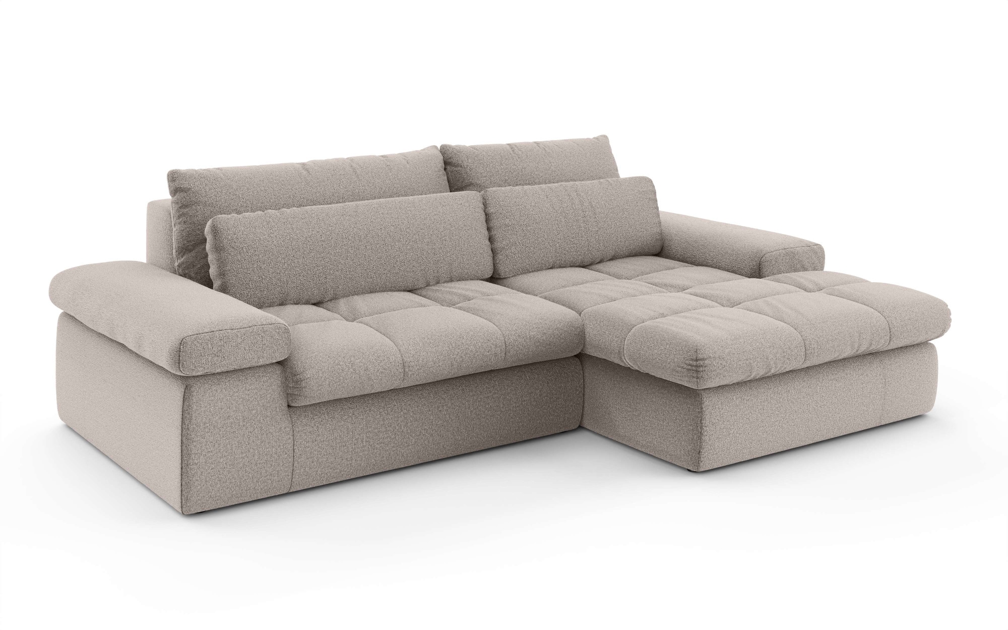 Home affaire Ecksofa »ALVERIE mit Recamiere, moderne Steppung, Maße: B/T/H 274/203/106 cm«, L-Form mit Wellenunterfederung, mit 4 Rückenkissen, pflegeleicht Stoff