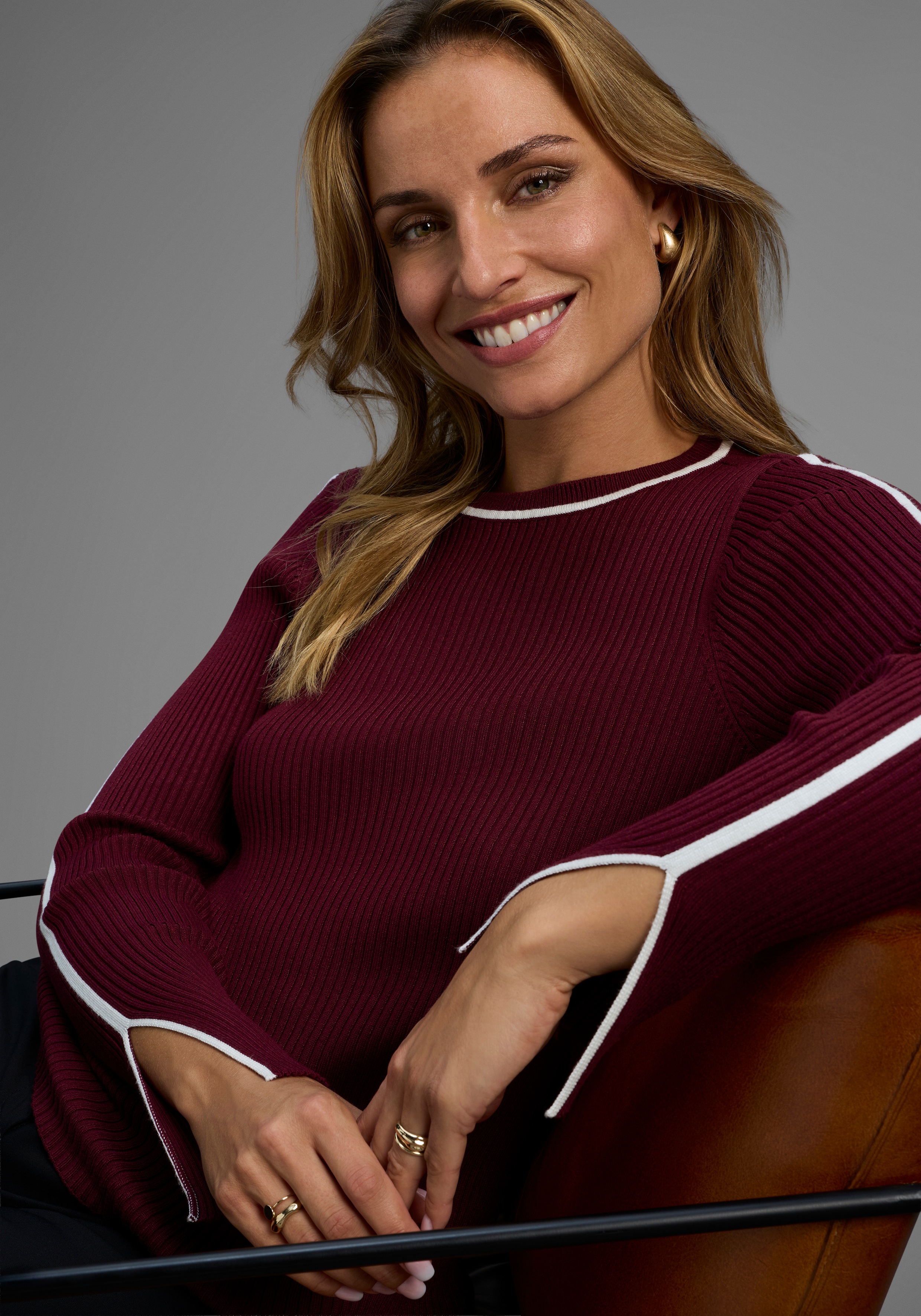 Thumbnail - HECHTER PARIS Strickpullover mit Kontrastdetails