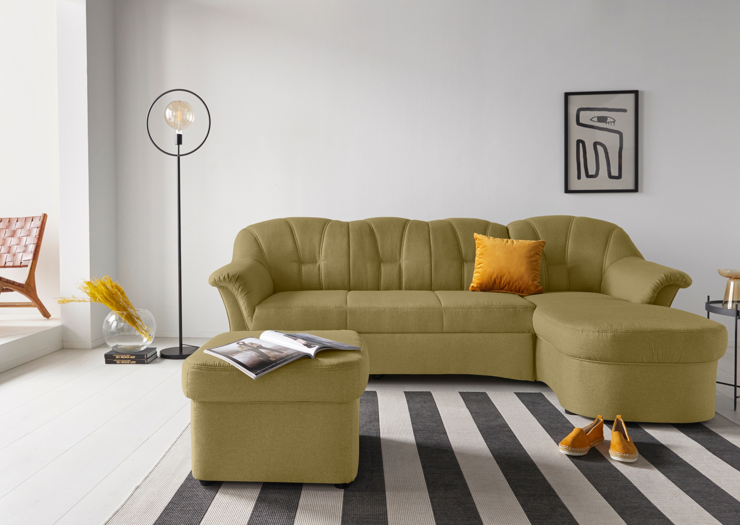 DOMO collection Ecksofa "Papenburg, zeitlose Rückensteppung, elegante Forme günstig online kaufen