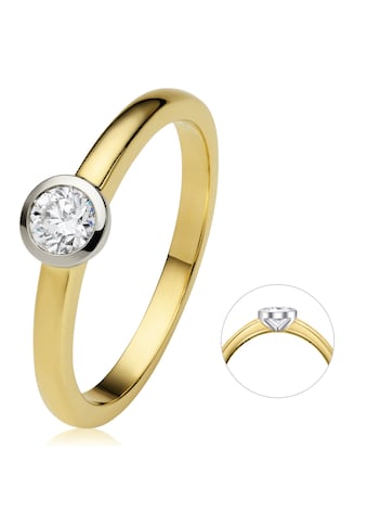 Diamantring »0.2 ct Diamant Brillant Zarge Ring aus 585 Gelbgold«