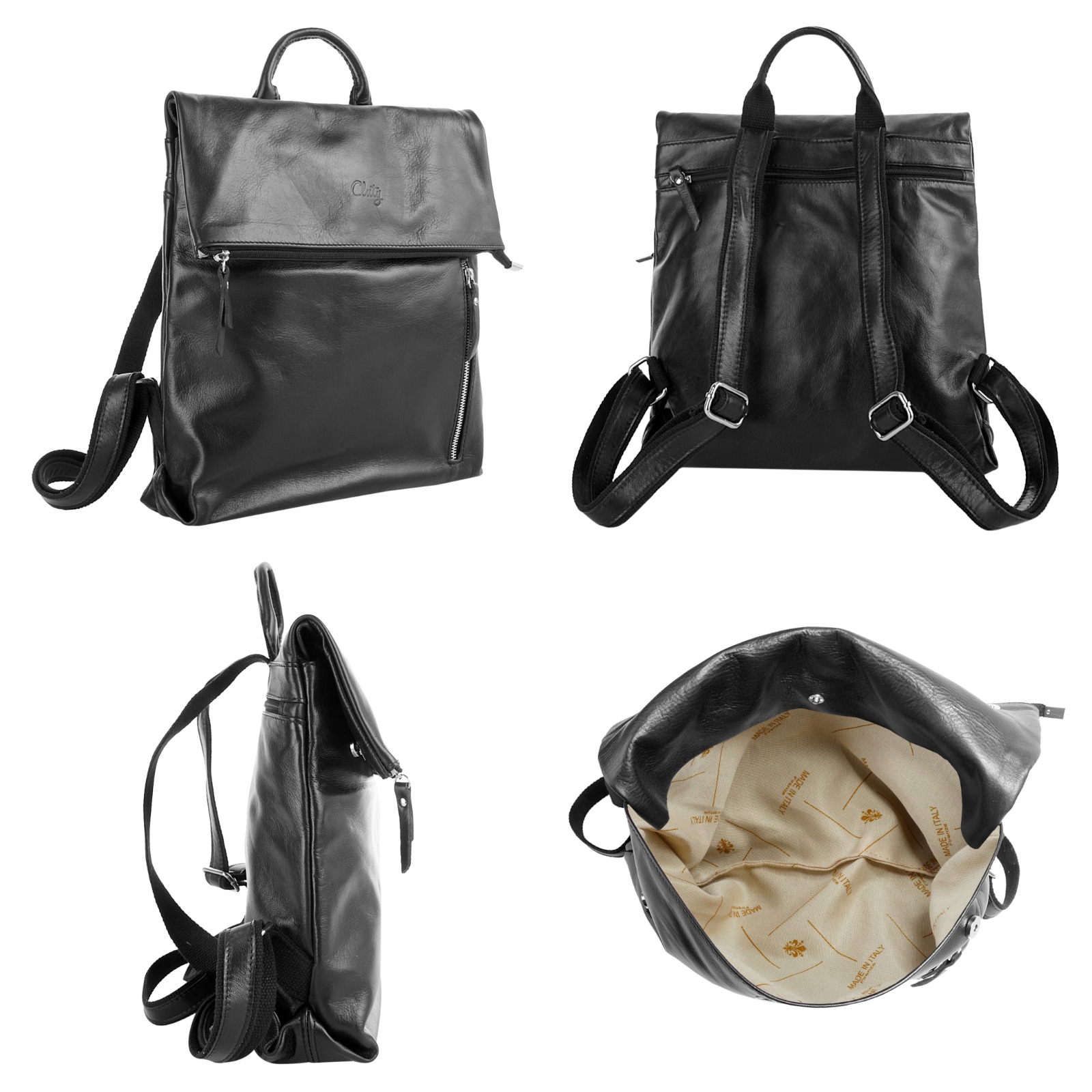 Cluty Cityrucksack, echt Leder, Made in Italy