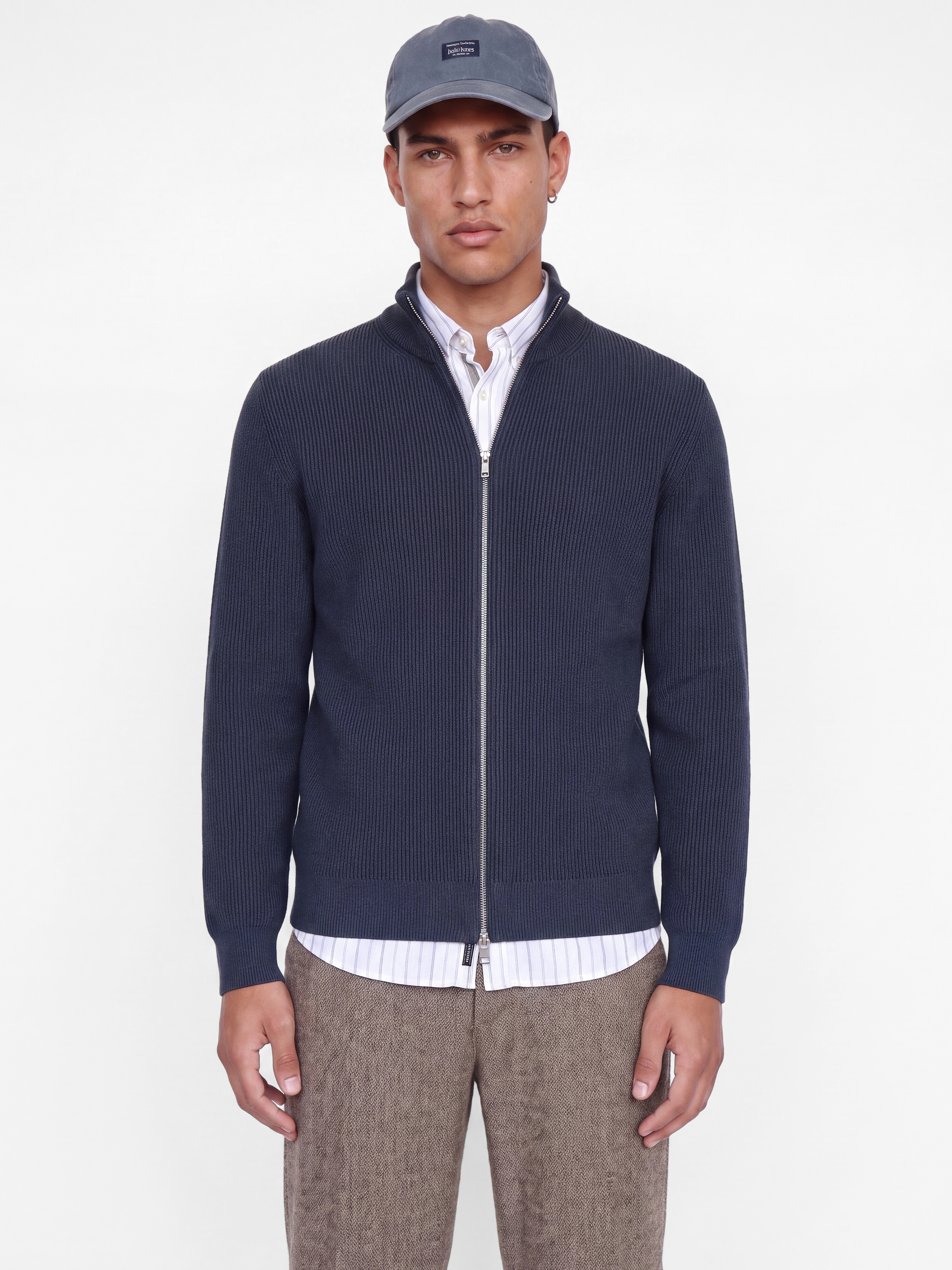 Jack & Jones Strickjacke "JJEPERFECT RIB KNIT FULL ZIP CARDIGAN SN" Baumwollmischung, mit Reißverschluss